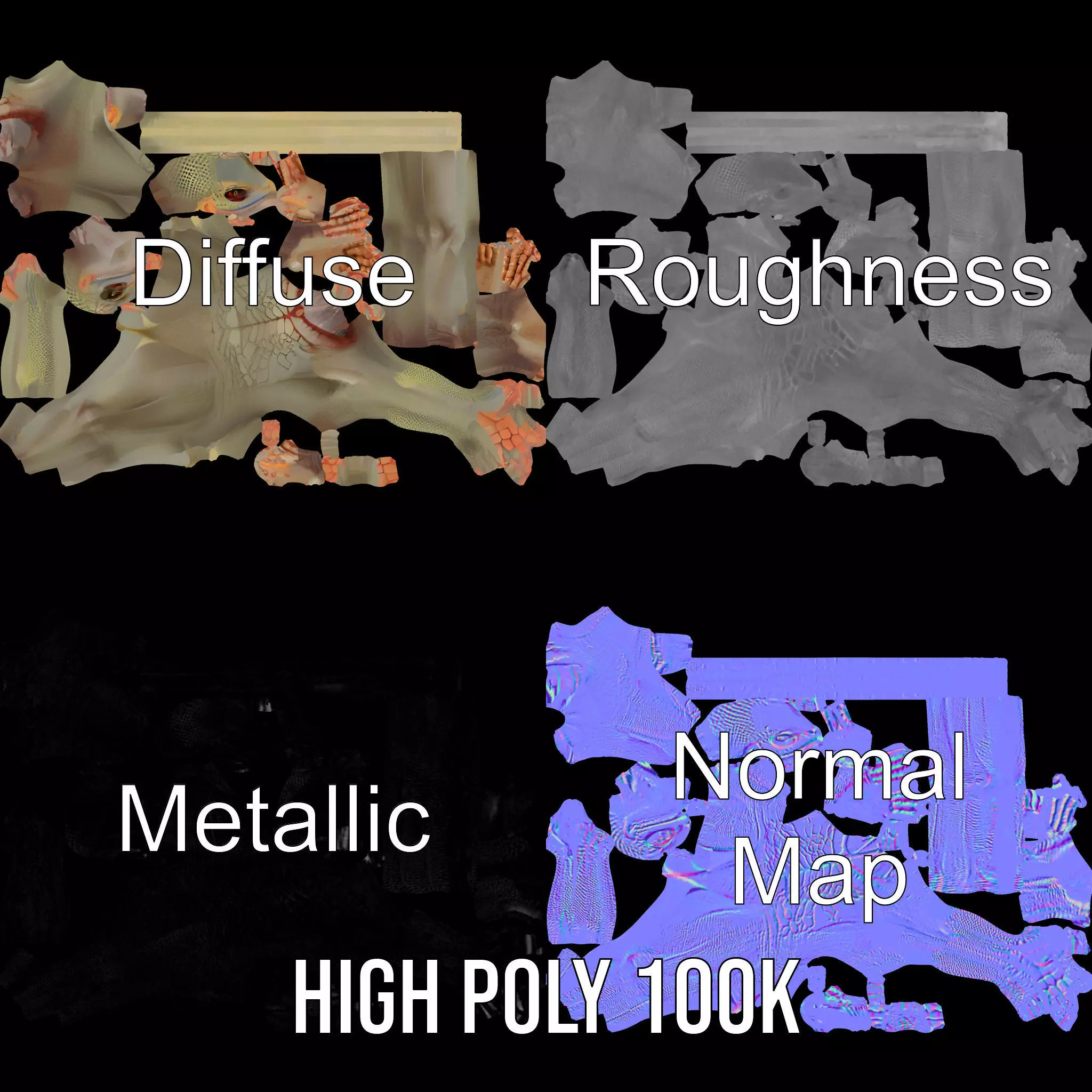 Anthropomorphic Lizard Model Pack for Game and Animation Low-poly 3D model_3