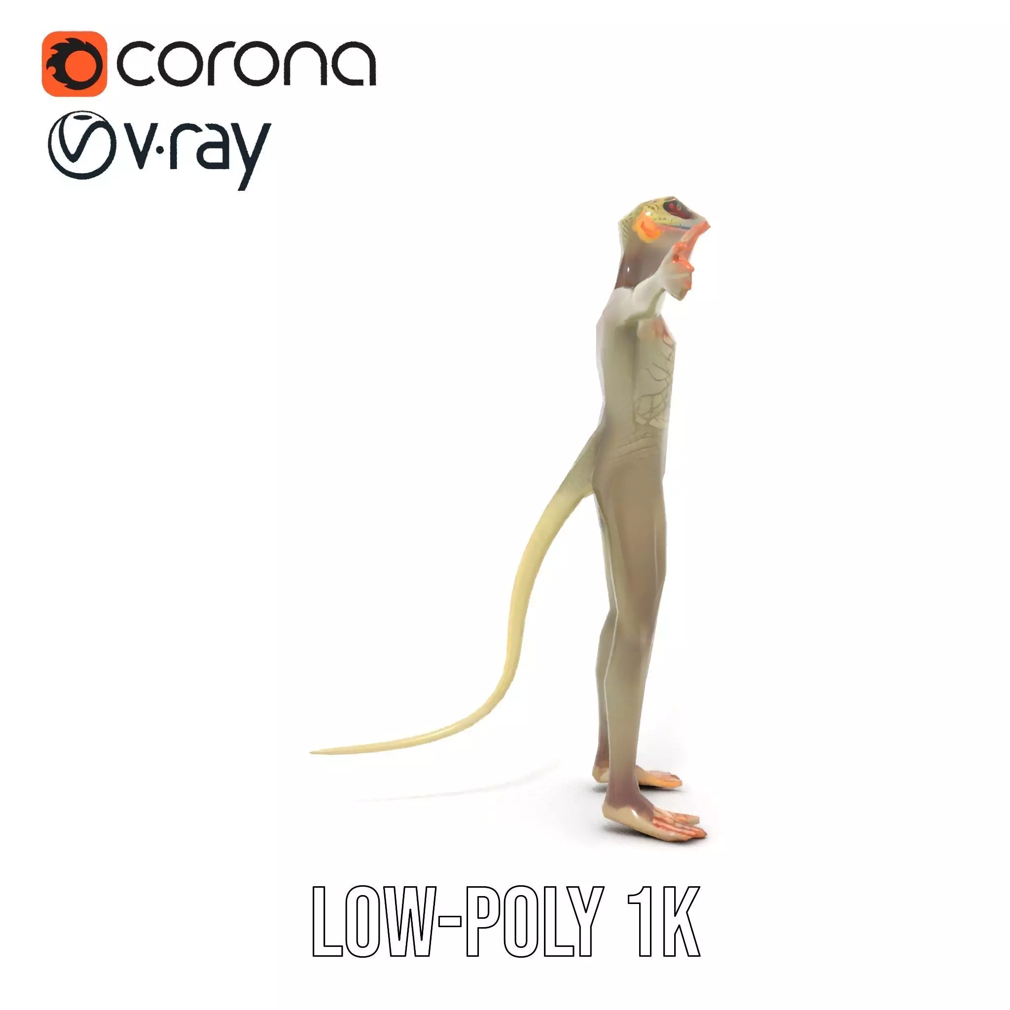 Anthropomorphic Lizard Model Pack for Game and Animation Low-poly 3D model_8