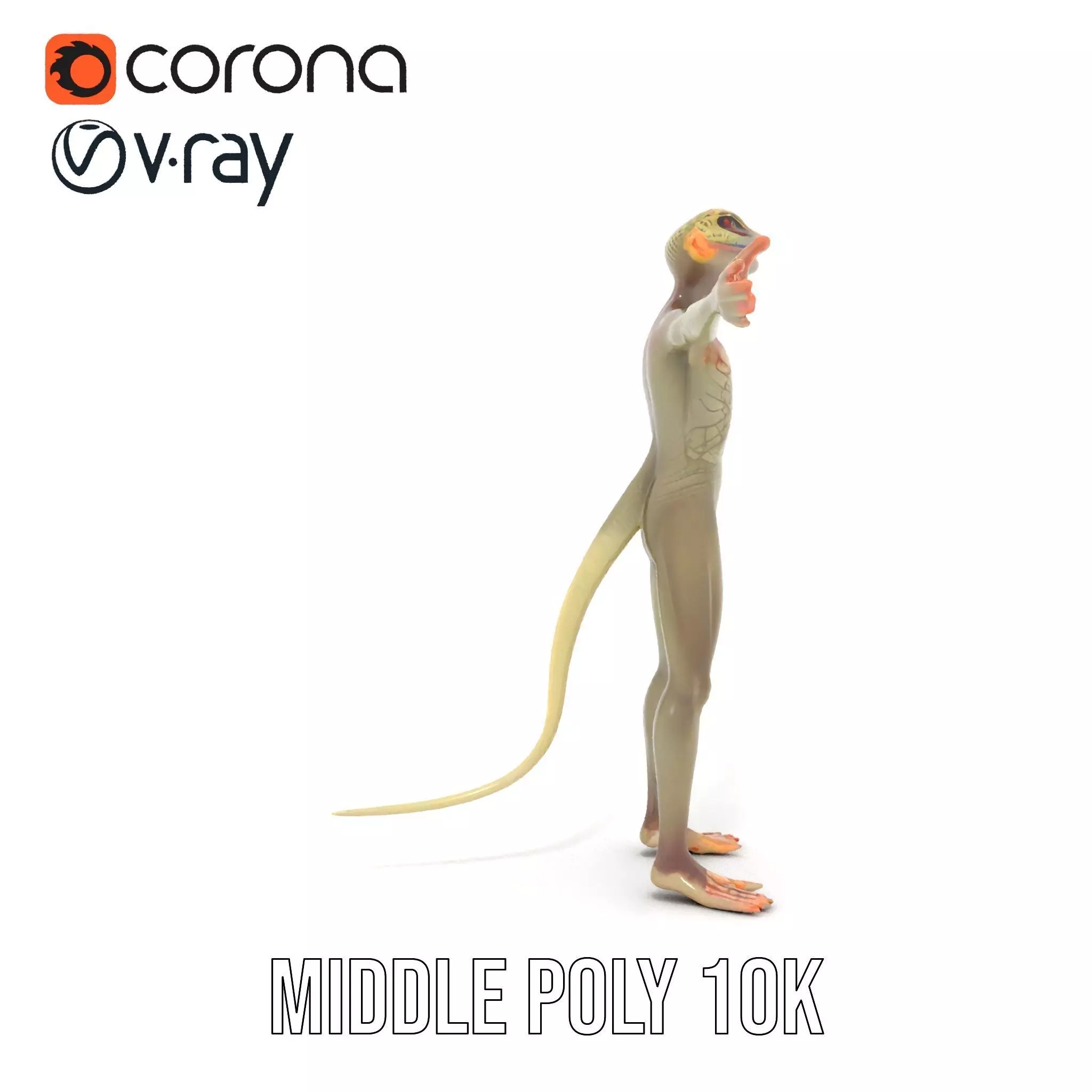 Anthropomorphic Lizard Model Pack for Game and Animation Low-poly 3D model_16