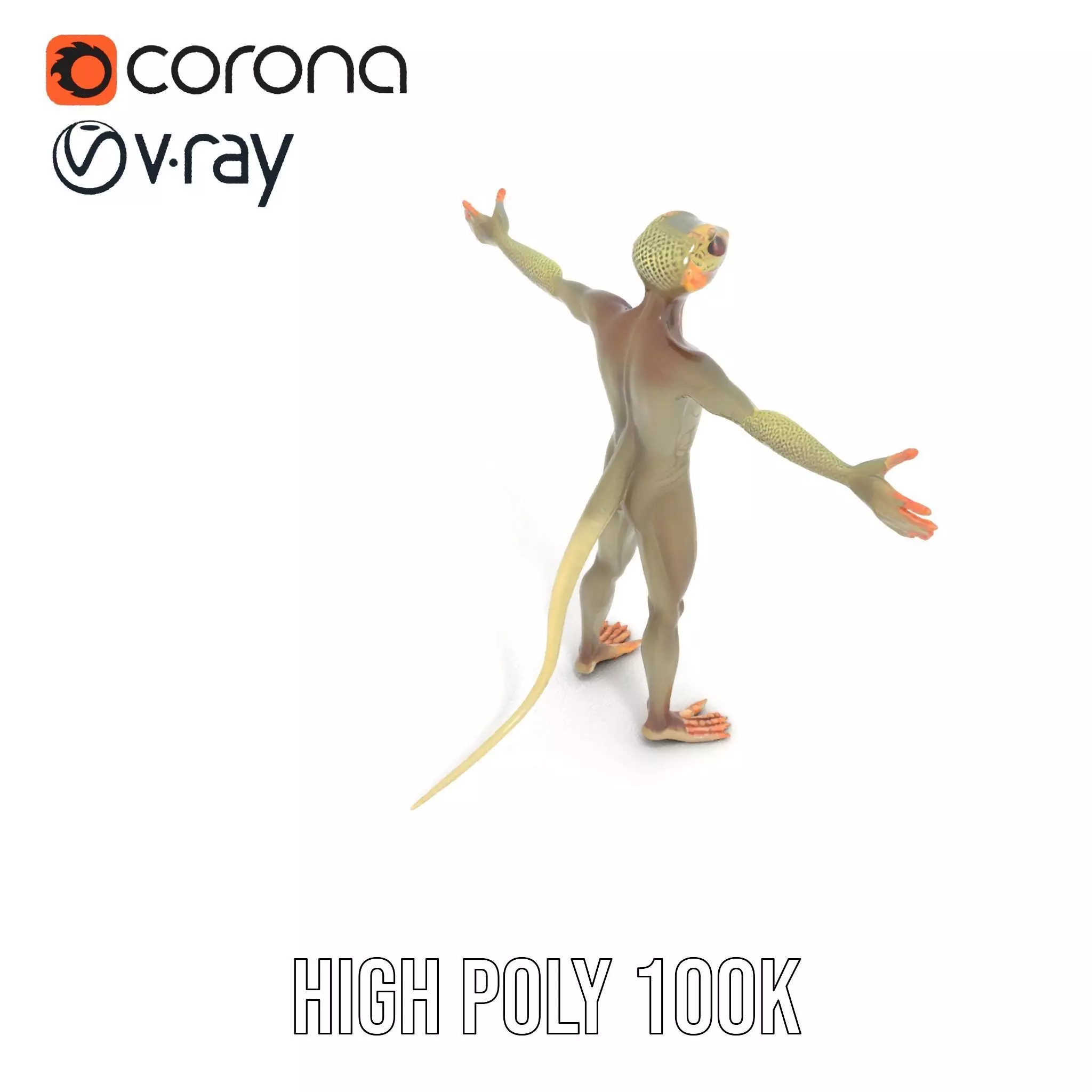 Anthropomorphic Lizard Model Pack for Game and Animation Low-poly 3D model_9
