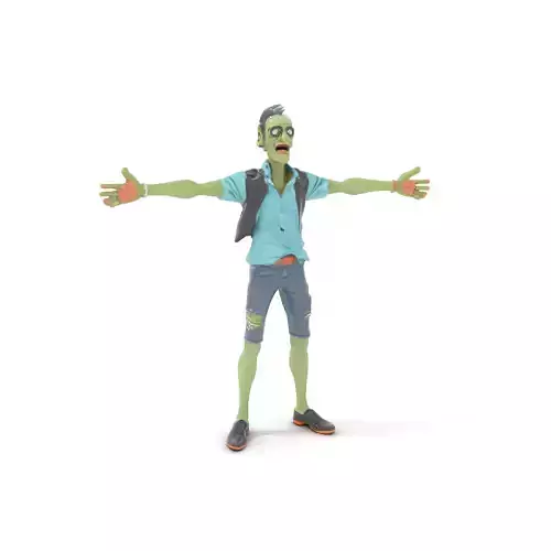 Green Zombie Character Model Pack with Casual Outfit Low-poly 3D model