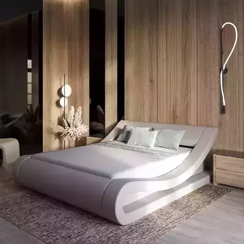Sculpted Modern Designer Bed
