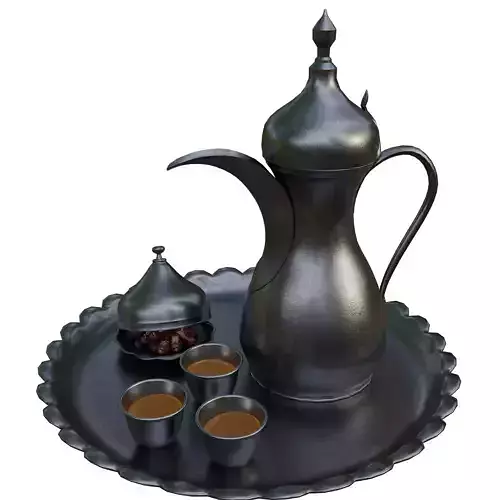 Traditional Arabic Dallah Coffee Dates Set 3D Model