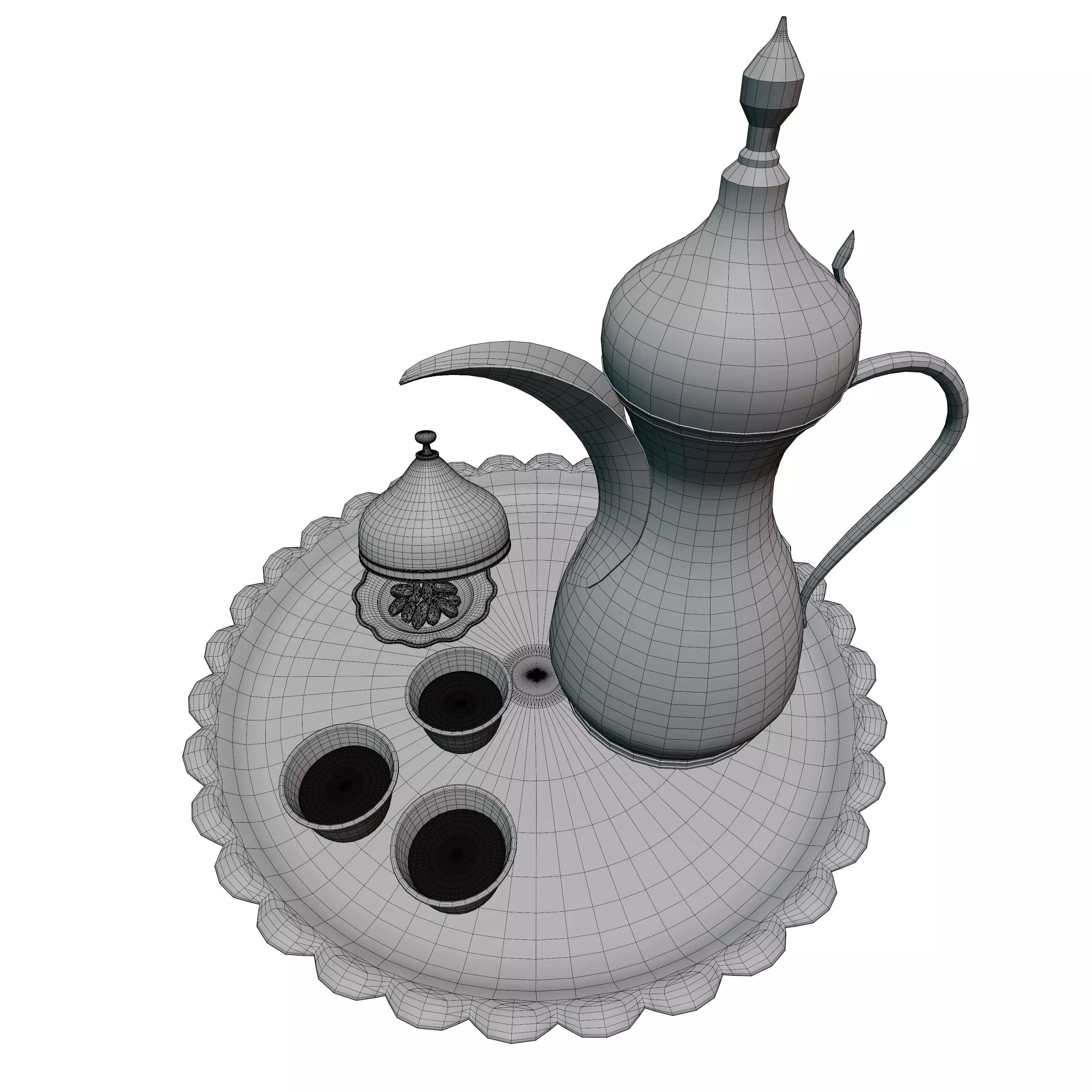 Traditional Arabic Dallah Coffee Dates Set 3D Model Low-poly 3D model_7