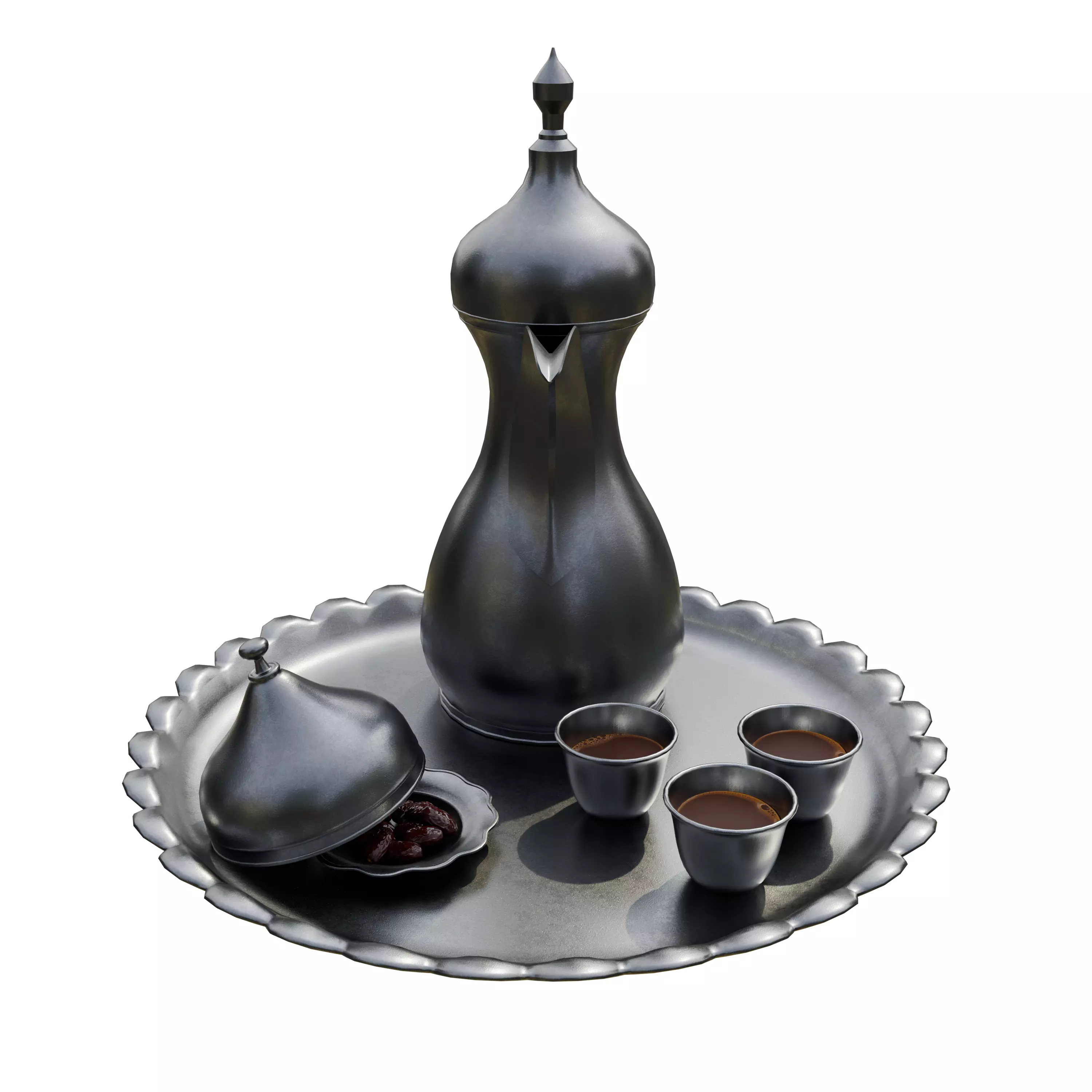 Traditional Arabic Dallah Coffee Dates Set 3D Model Low-poly 3D model_2