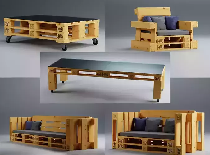 Outdoor Wooden Pallet Furniture Set