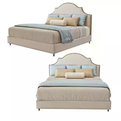 Elegant Scalloped Headboard Upholstered Bed 