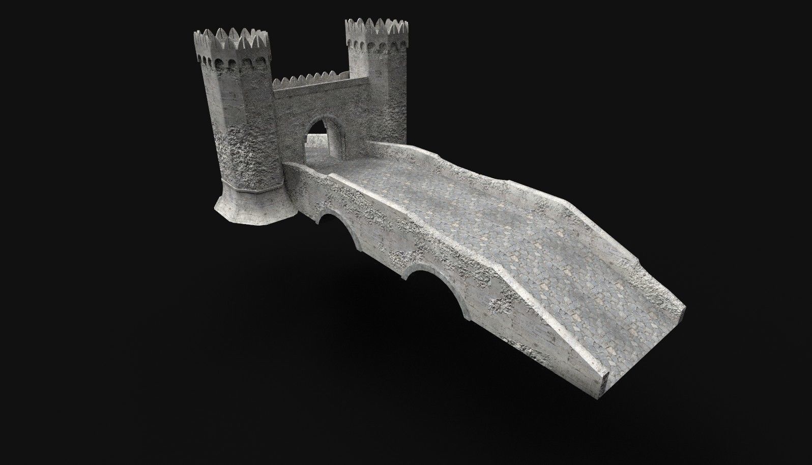 Medieval bridge Low-poly 3D model_1