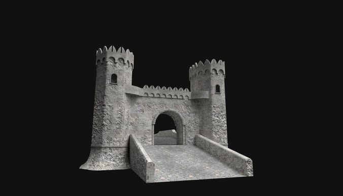 Medieval bridge Low-poly 3D model