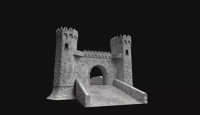 Medieval bridge Low-poly 3D model