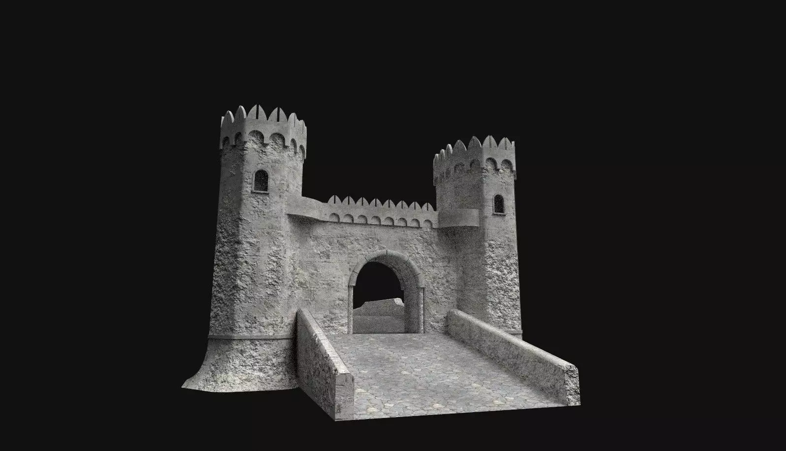 Medieval bridge Low-poly 3D model_0
