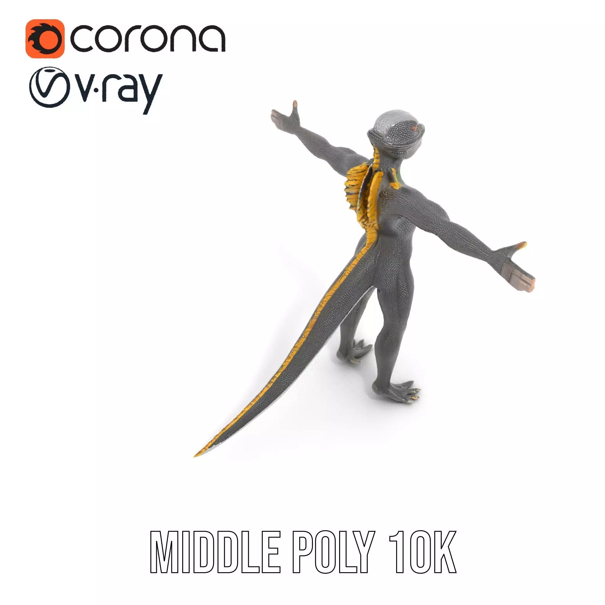 Reptilian Humanoid Creature Model Pack Low-poly 3D model_15