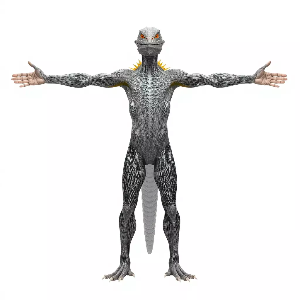 Reptilian Humanoid Creature Model Pack Low-poly 3D model_2