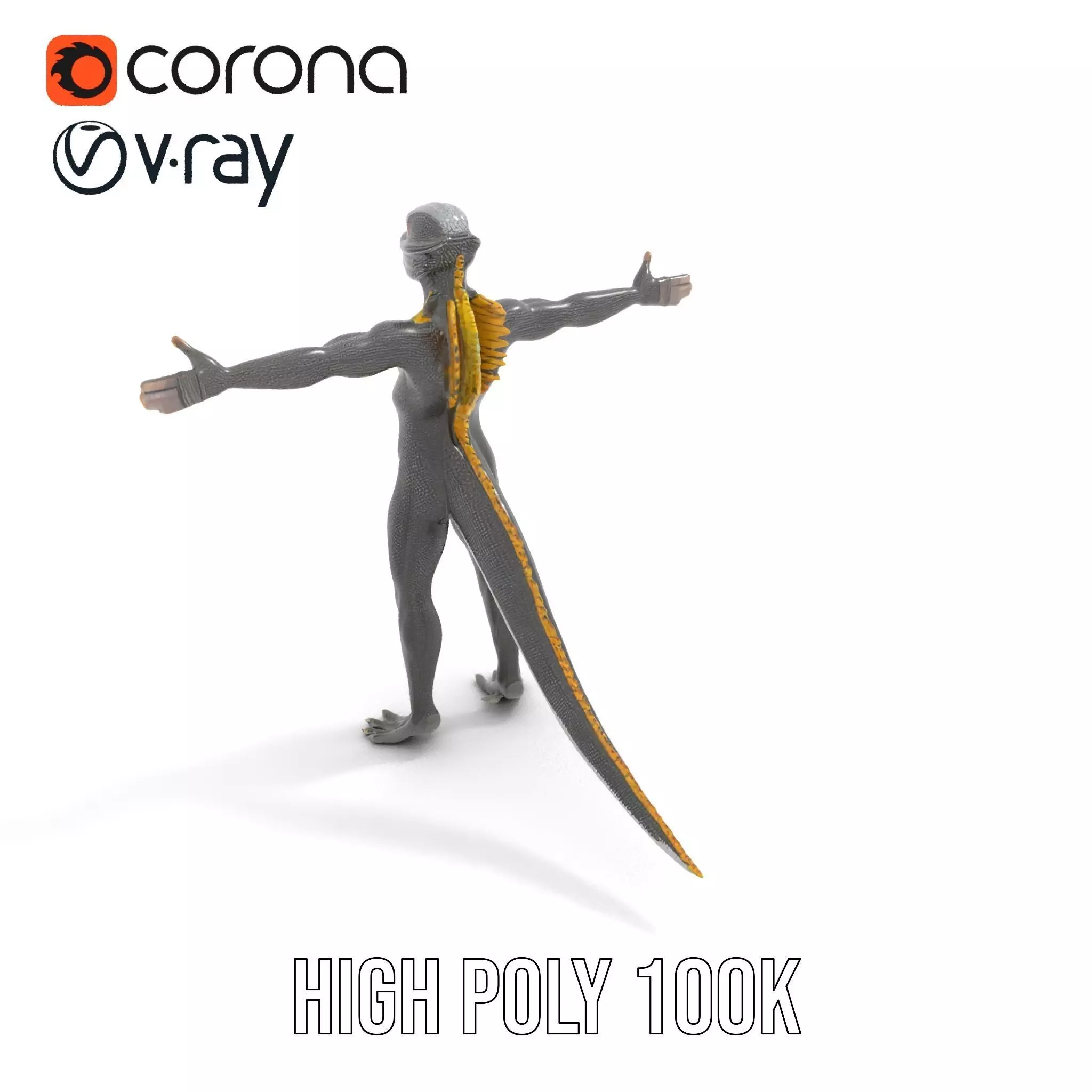 Reptilian Humanoid Creature Model Pack Low-poly 3D model_14