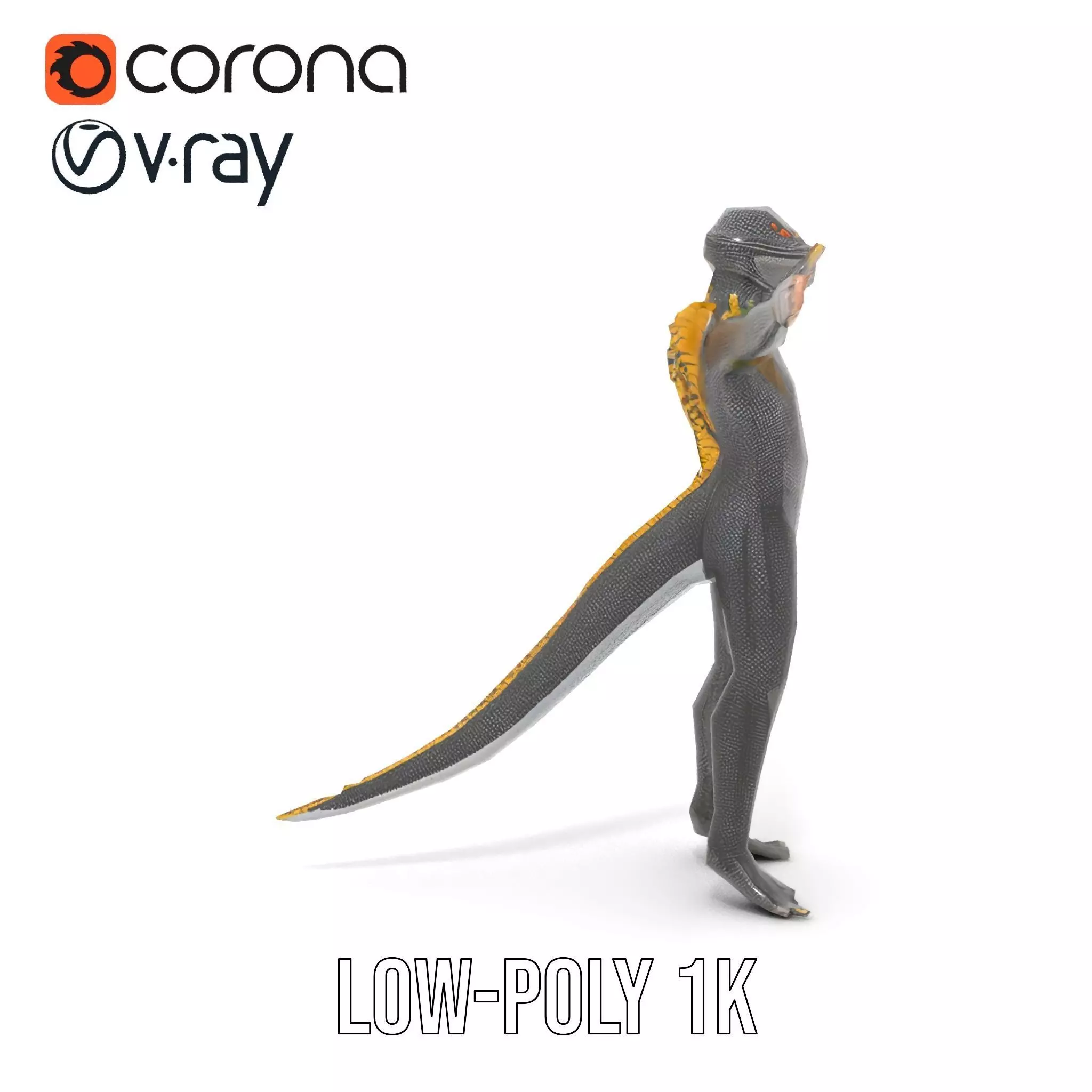 Reptilian Humanoid Creature Model Pack Low-poly 3D model_16