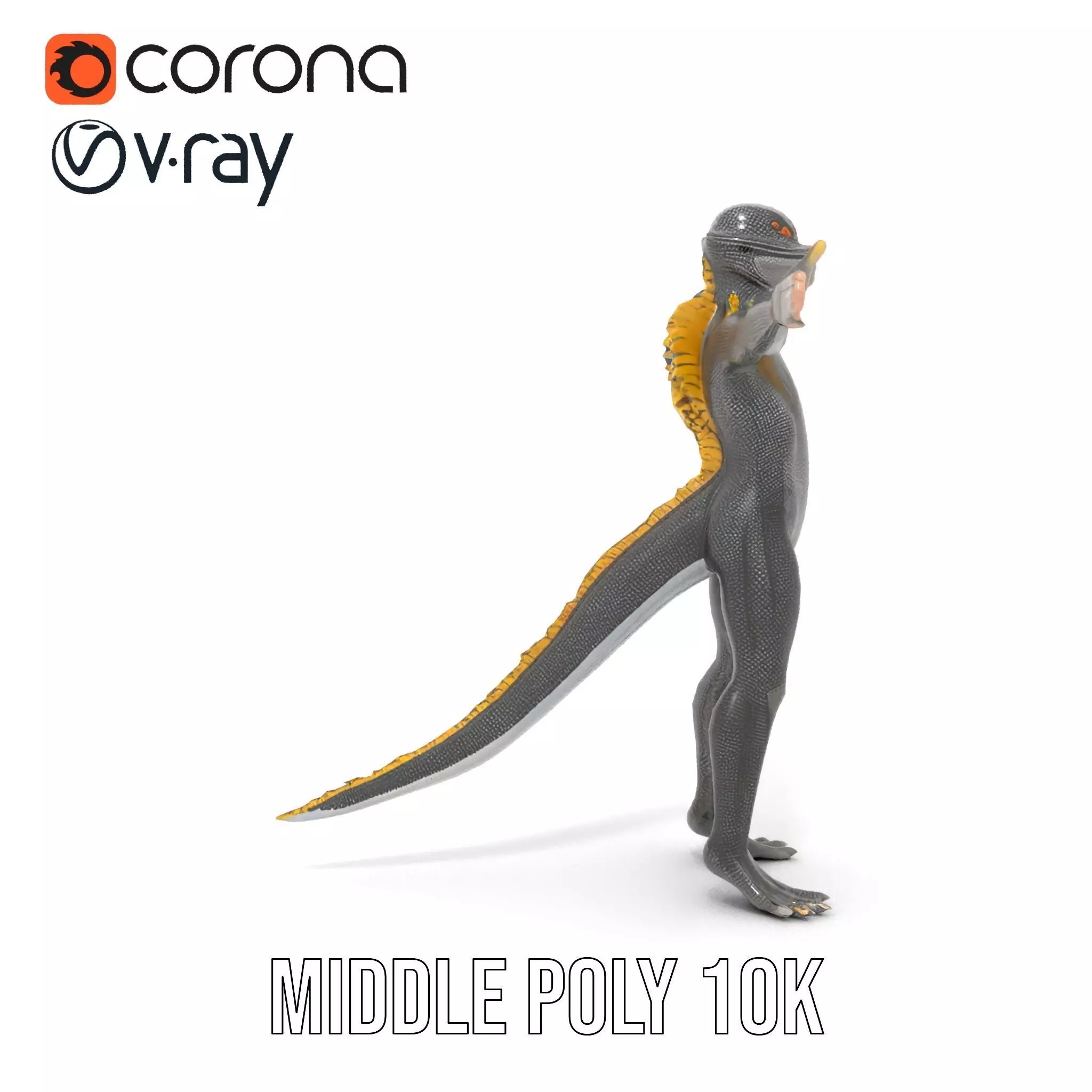 Reptilian Humanoid Creature Model Pack Low-poly 3D model_5