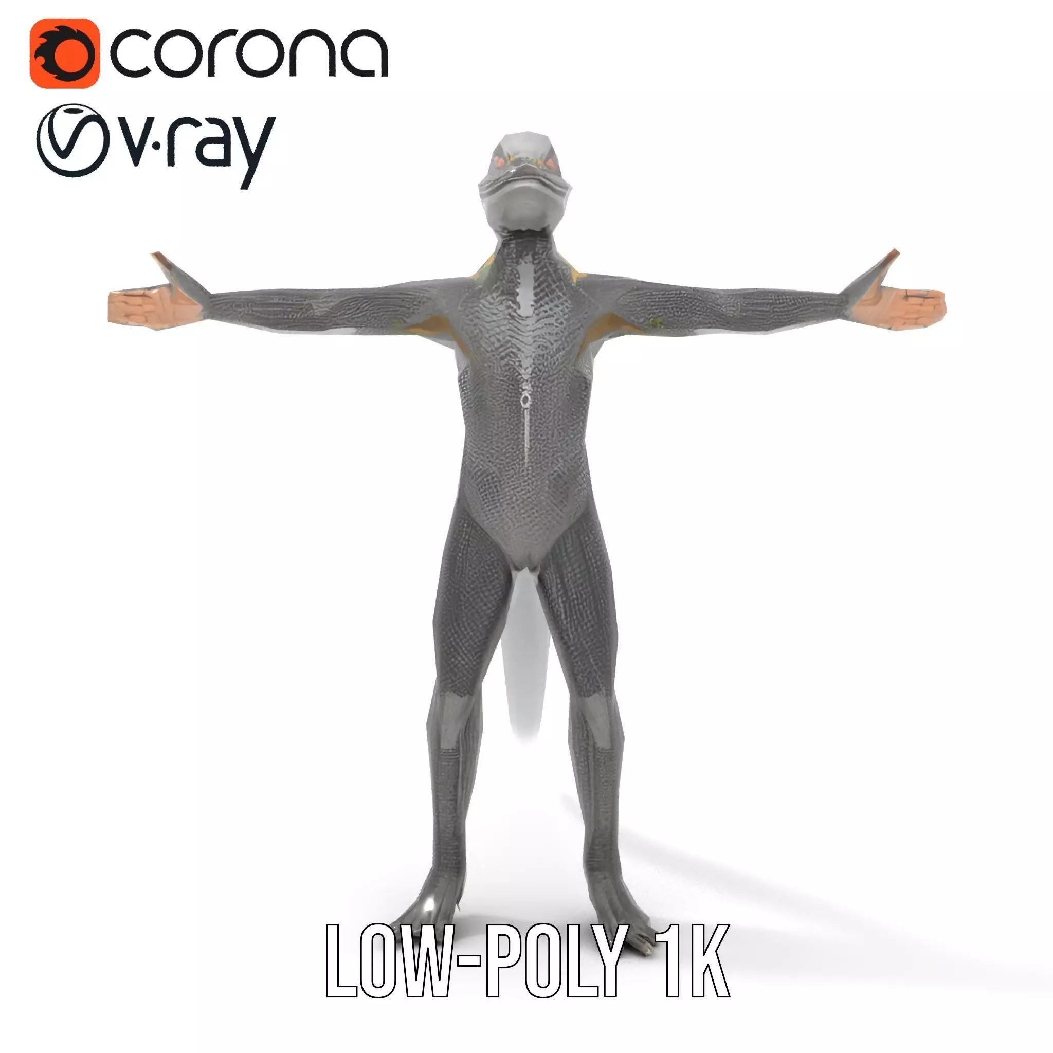 Reptilian Humanoid Creature Model Pack Low-poly 3D model_13