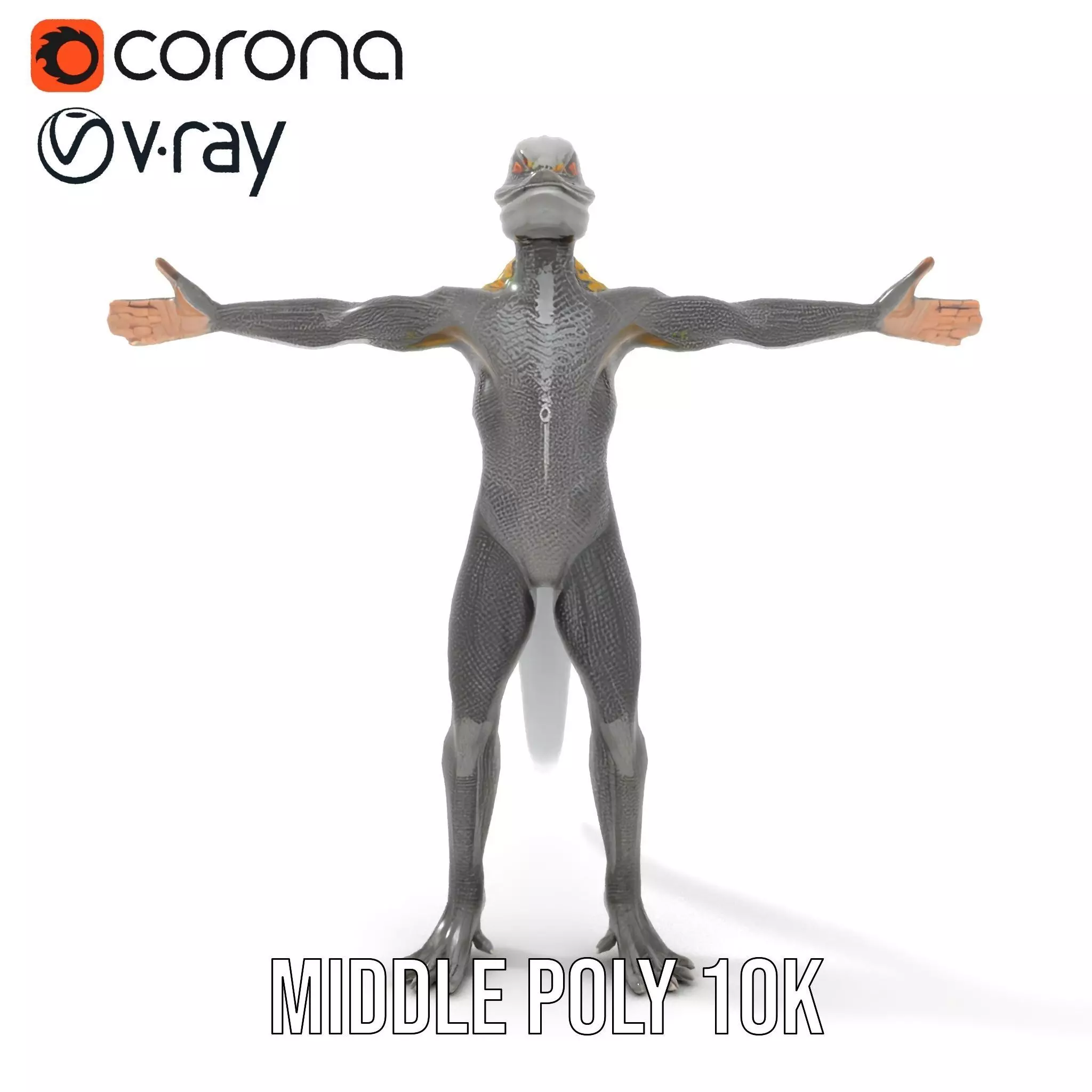 Reptilian Humanoid Creature Model Pack Low-poly 3D model_10