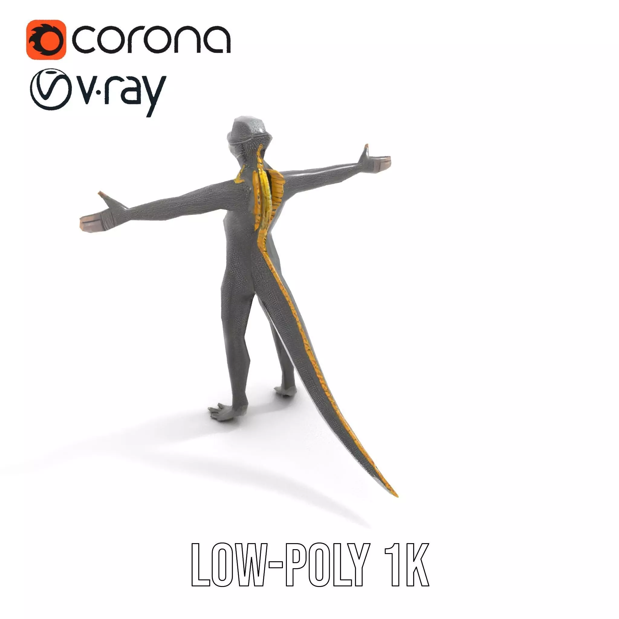 Reptilian Humanoid Creature Model Pack Low-poly 3D model_8