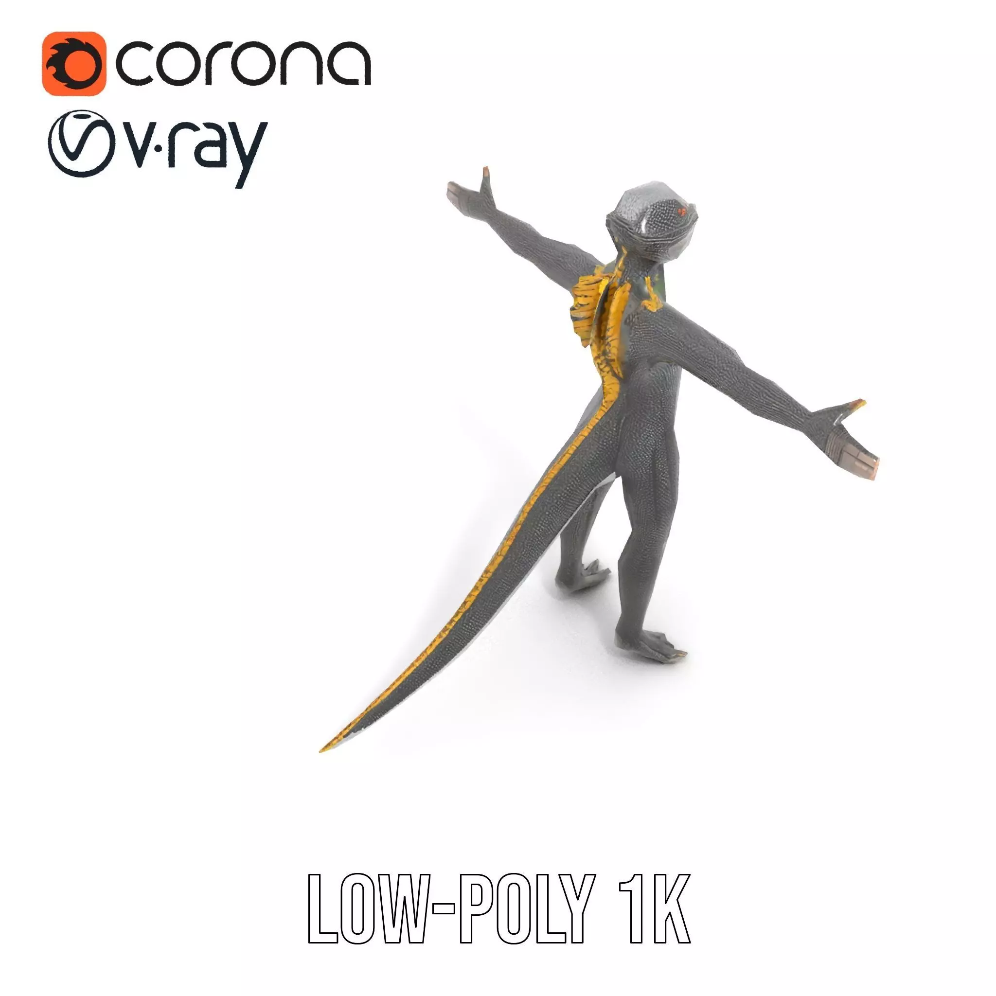 Reptilian Humanoid Creature Model Pack Low-poly 3D model_11