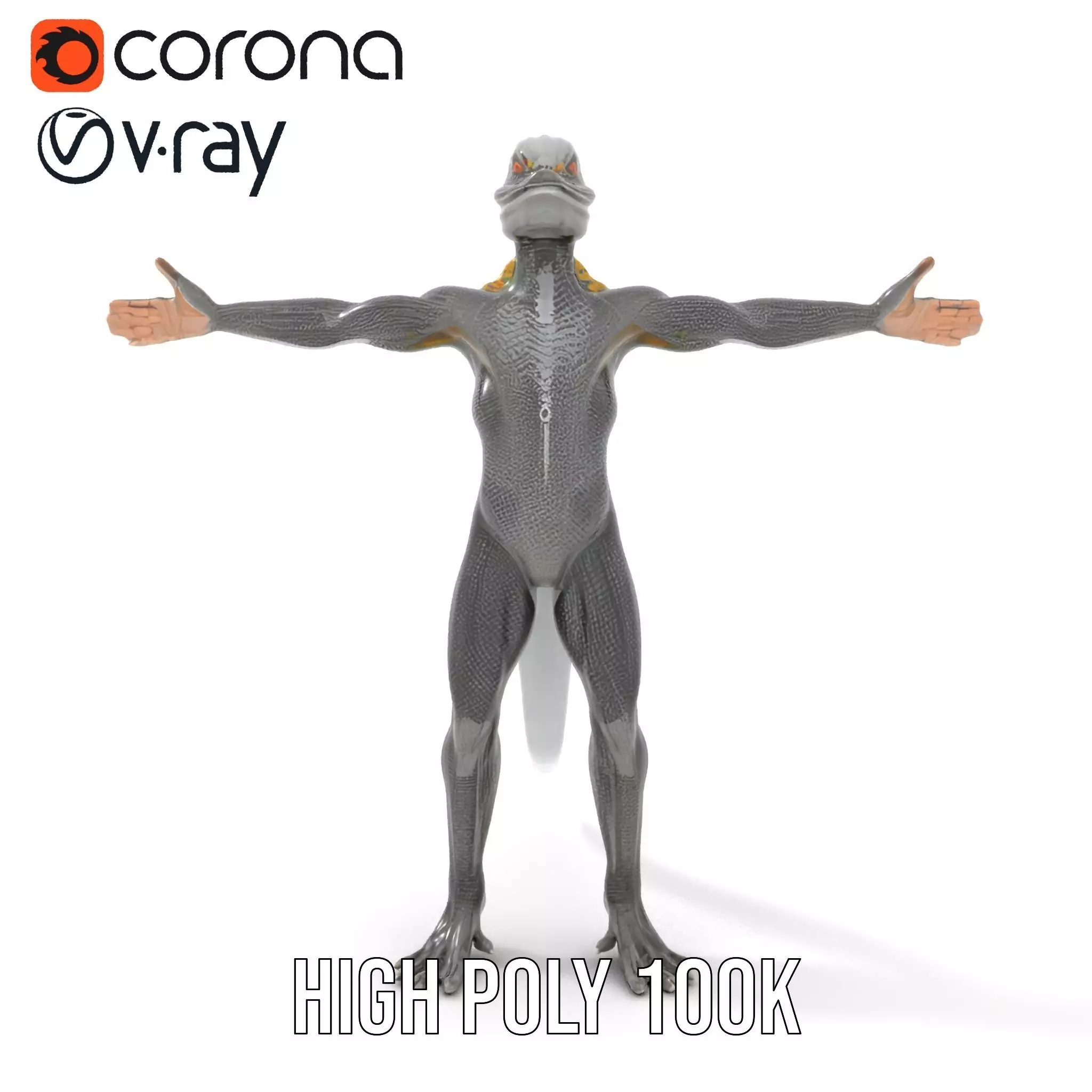 Reptilian Humanoid Creature Model Pack Low-poly 3D model_19