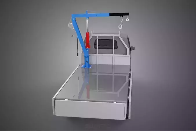 WIDE DECK JIB CRANE LIFT HOIST MANUAL WINCH HOOK TRUCK PICKUP 3D model