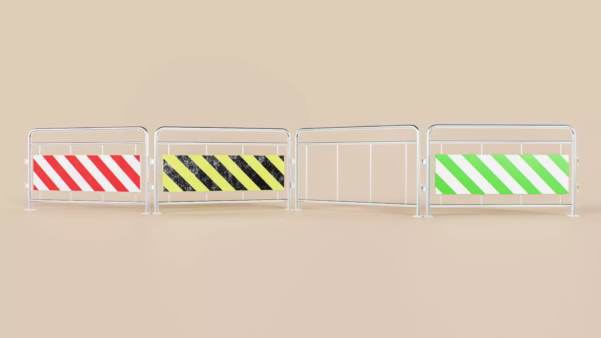 Crowd Control Barrier Type B Low-poly 3D model_2