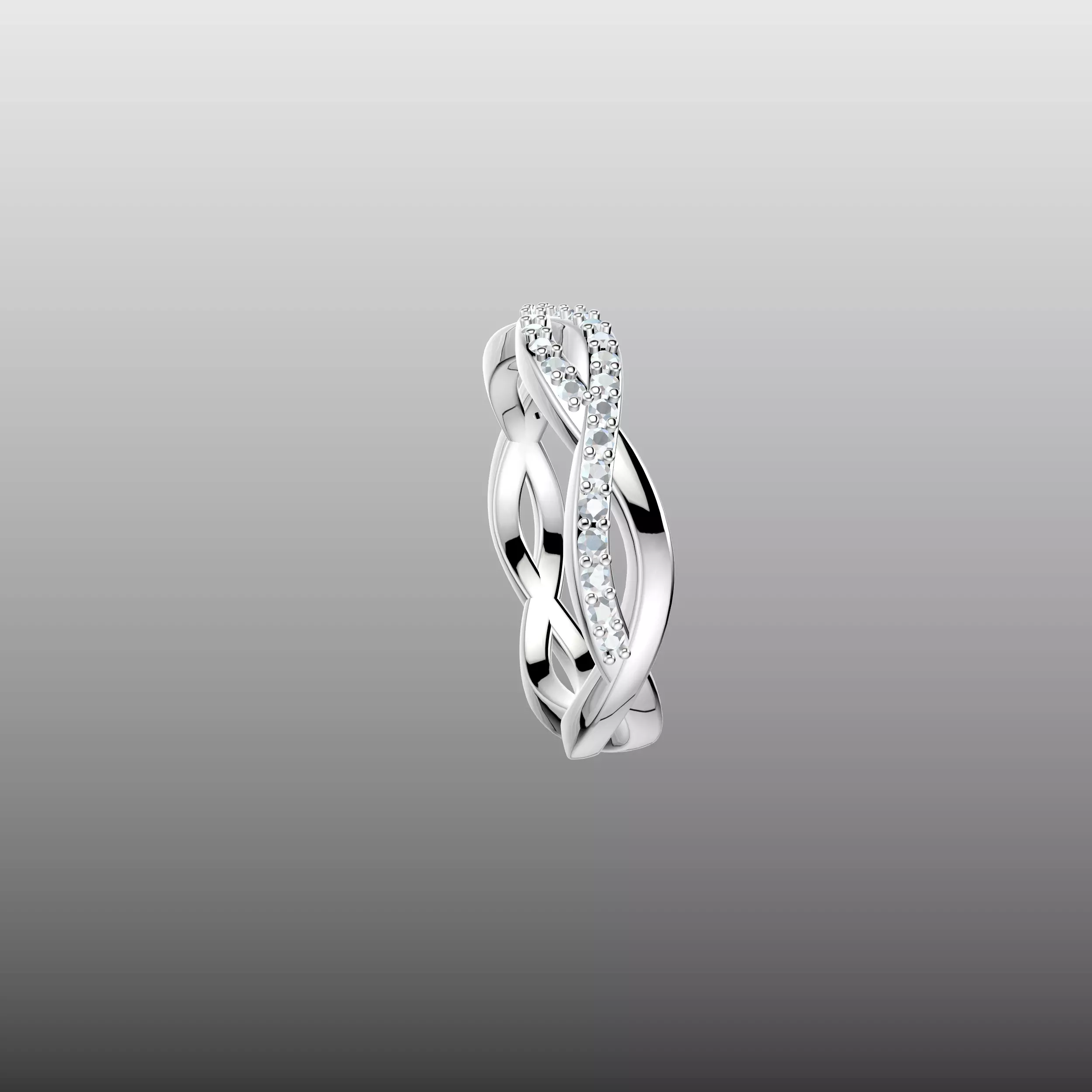 Criss Cross Wave Diamond Ring 3D print model_10