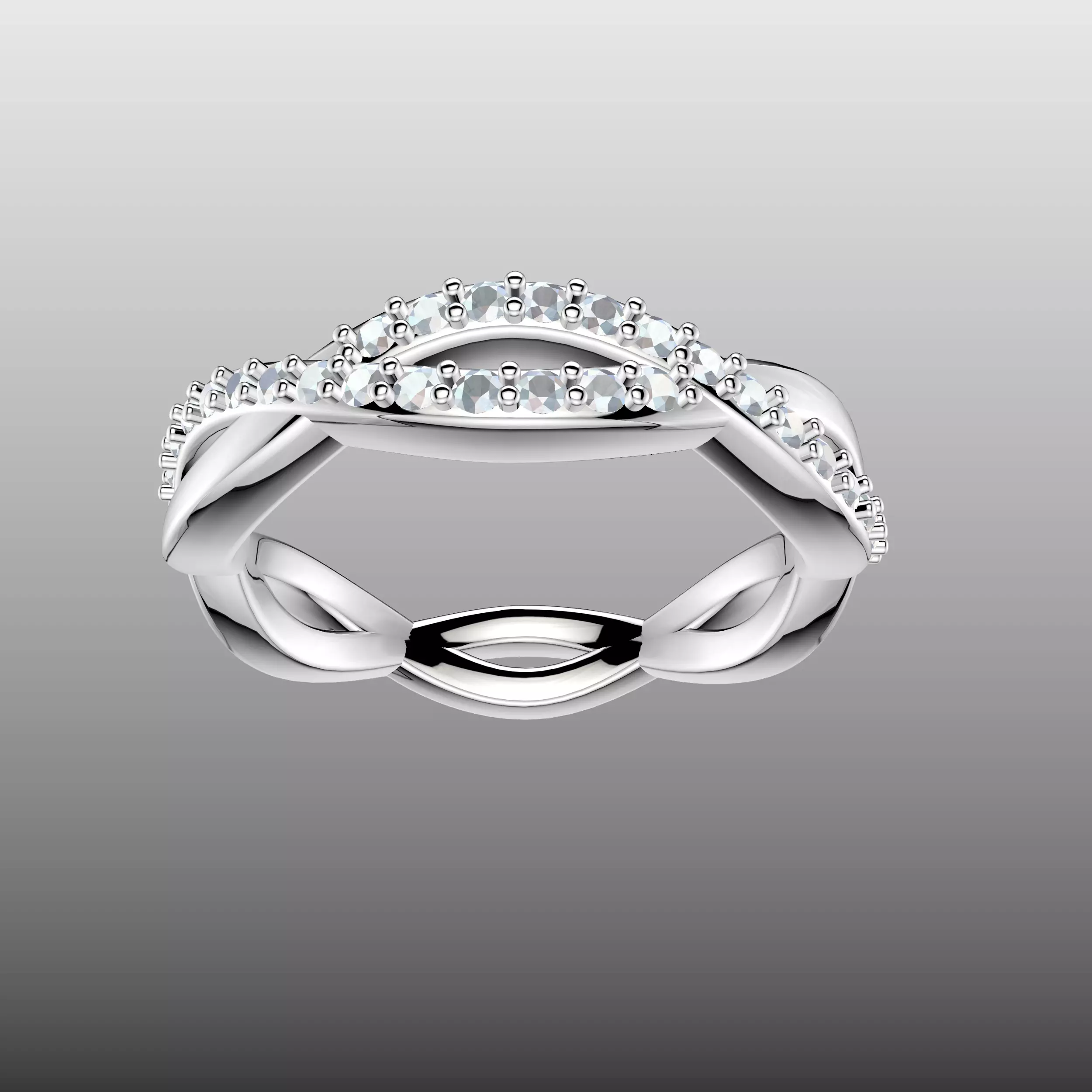 Criss Cross Wave Diamond Ring 3D print model_9