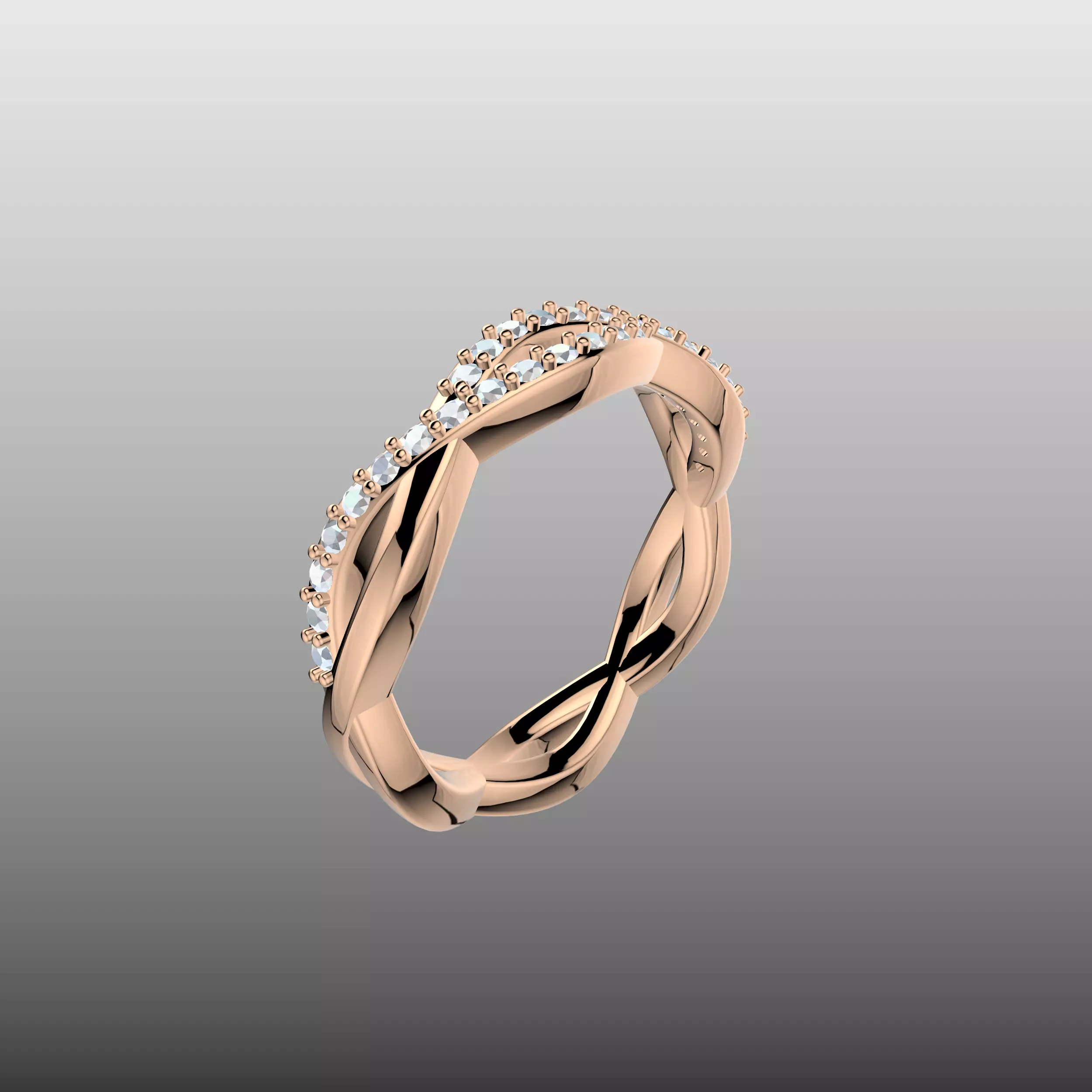 Criss Cross Wave Diamond Ring 3D print model_3