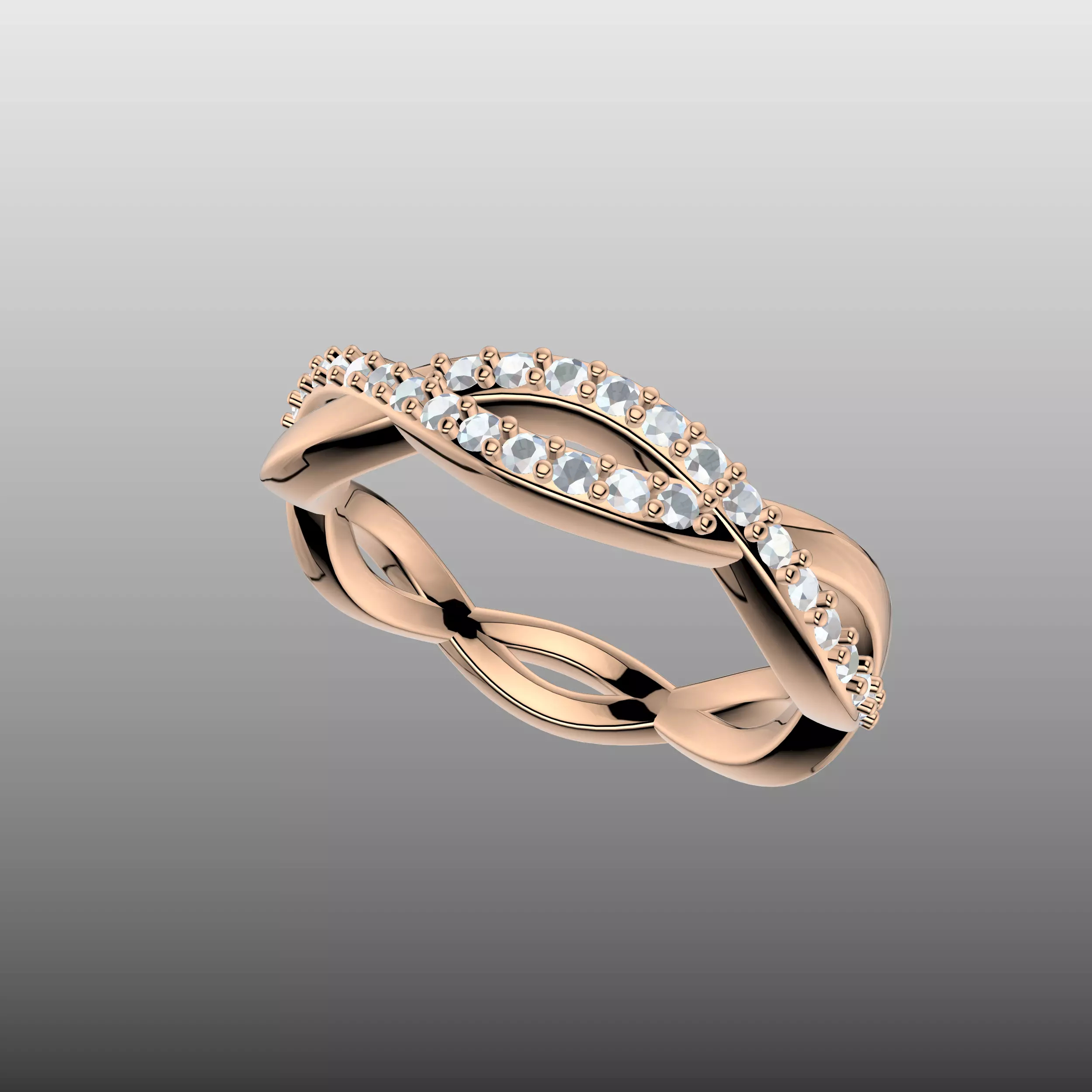 Criss Cross Wave Diamond Ring 3D print model_1