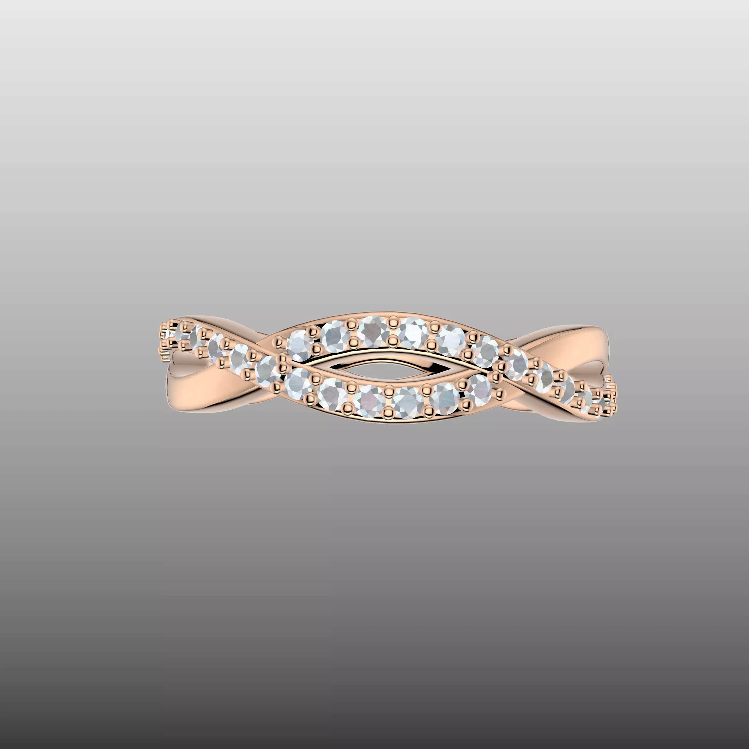 Criss Cross Wave Diamond Ring 3D print model_0