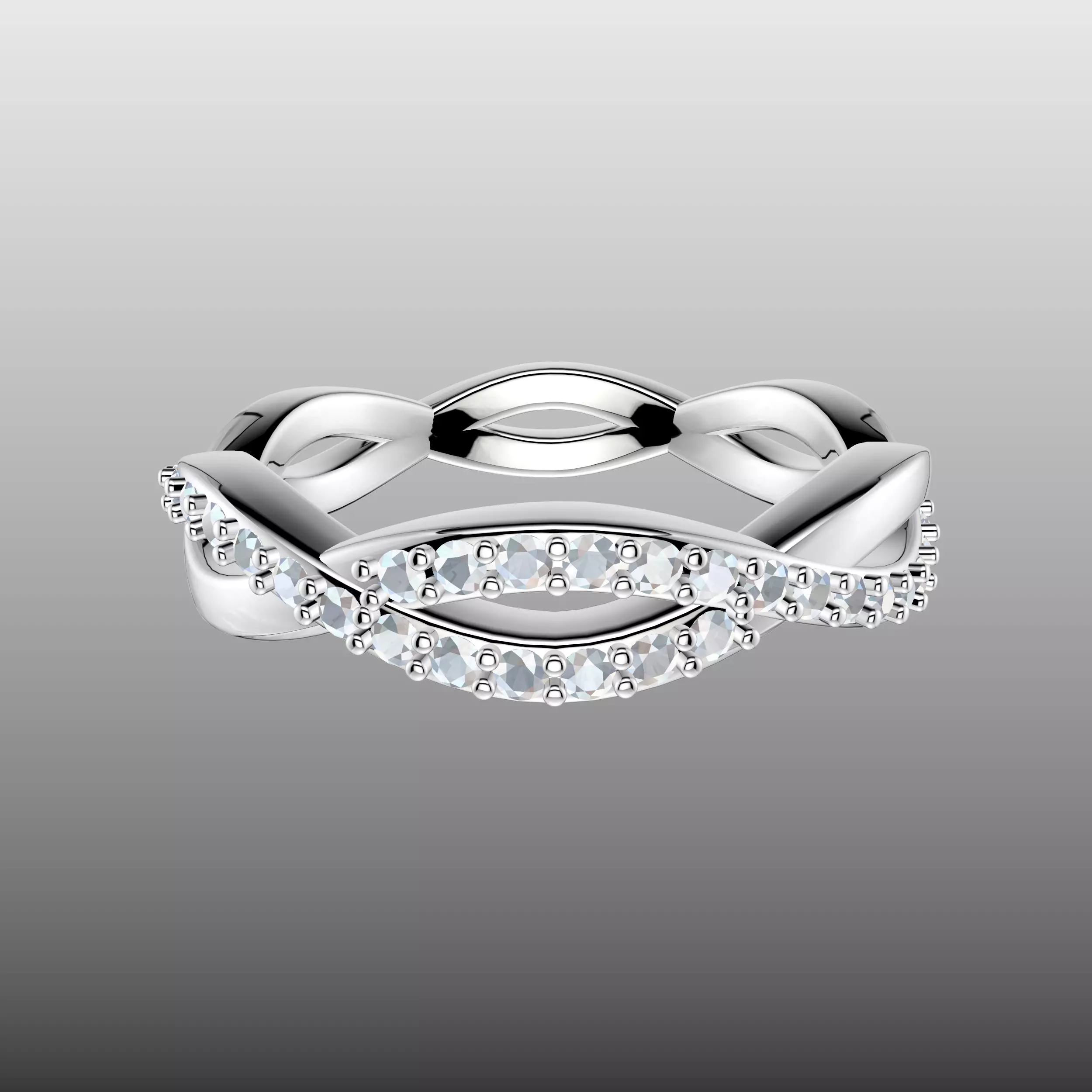 Criss Cross Wave Diamond Ring 3D print model_7