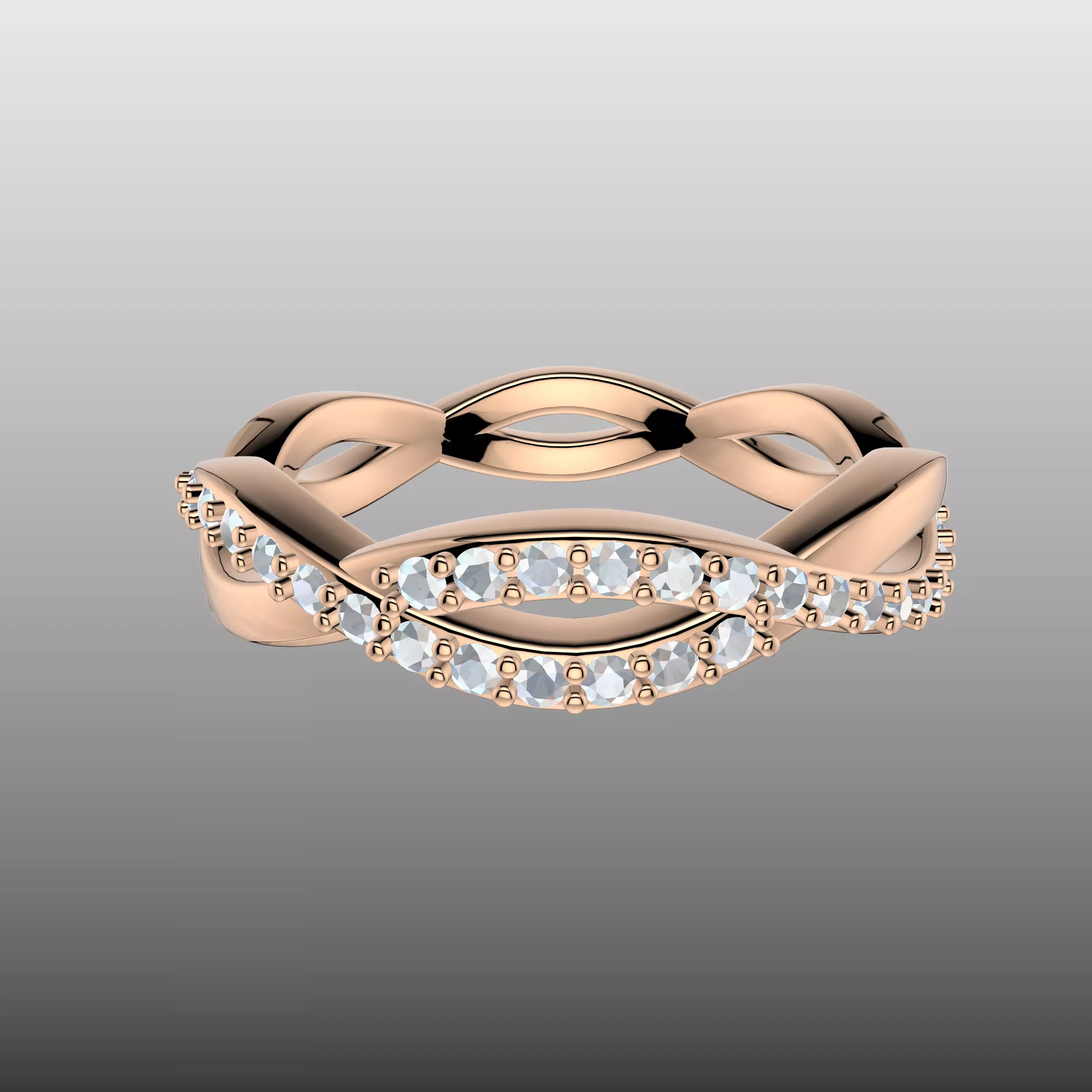 Criss Cross Wave Diamond Ring 3D print model_6