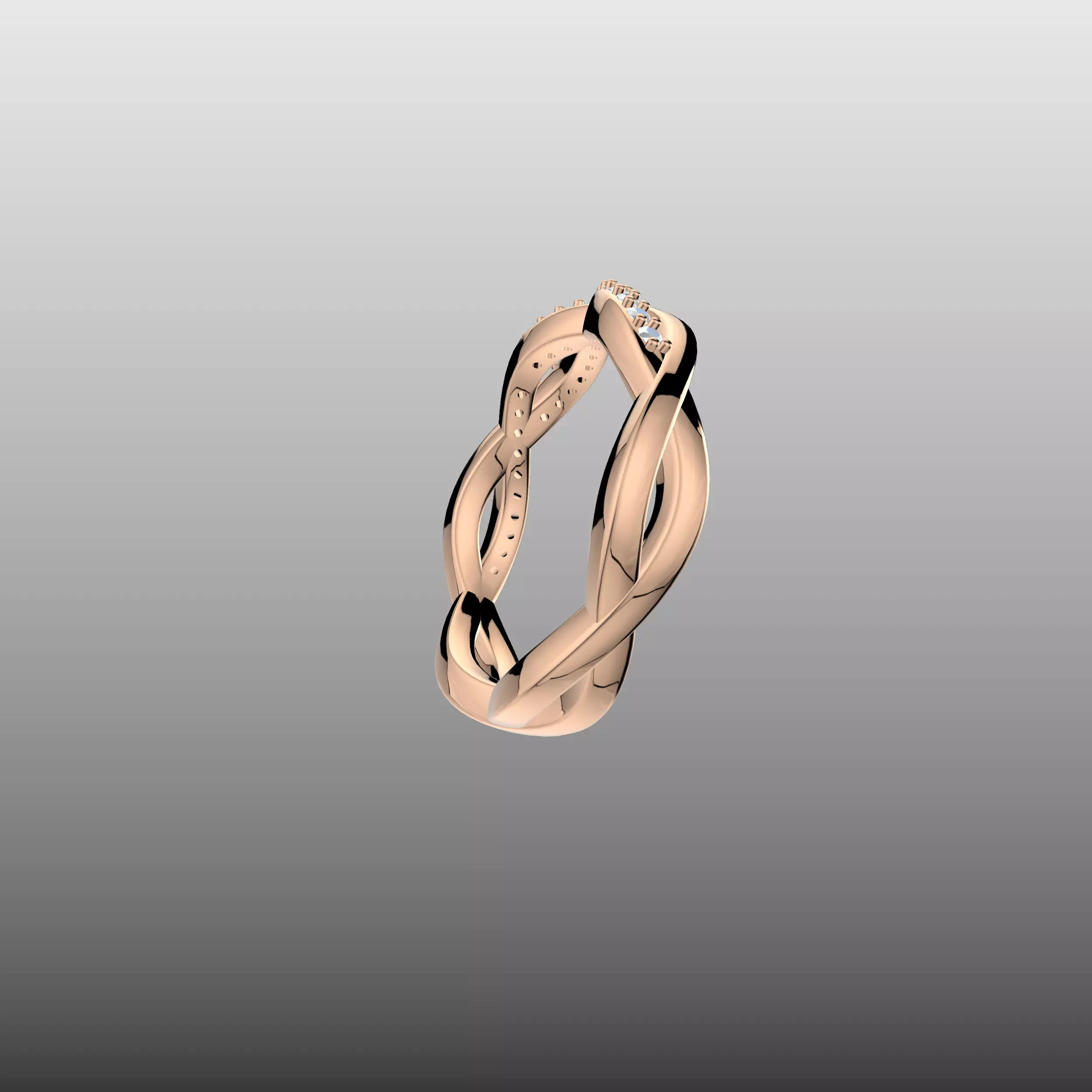 Criss Cross Wave Diamond Ring 3D print model_5
