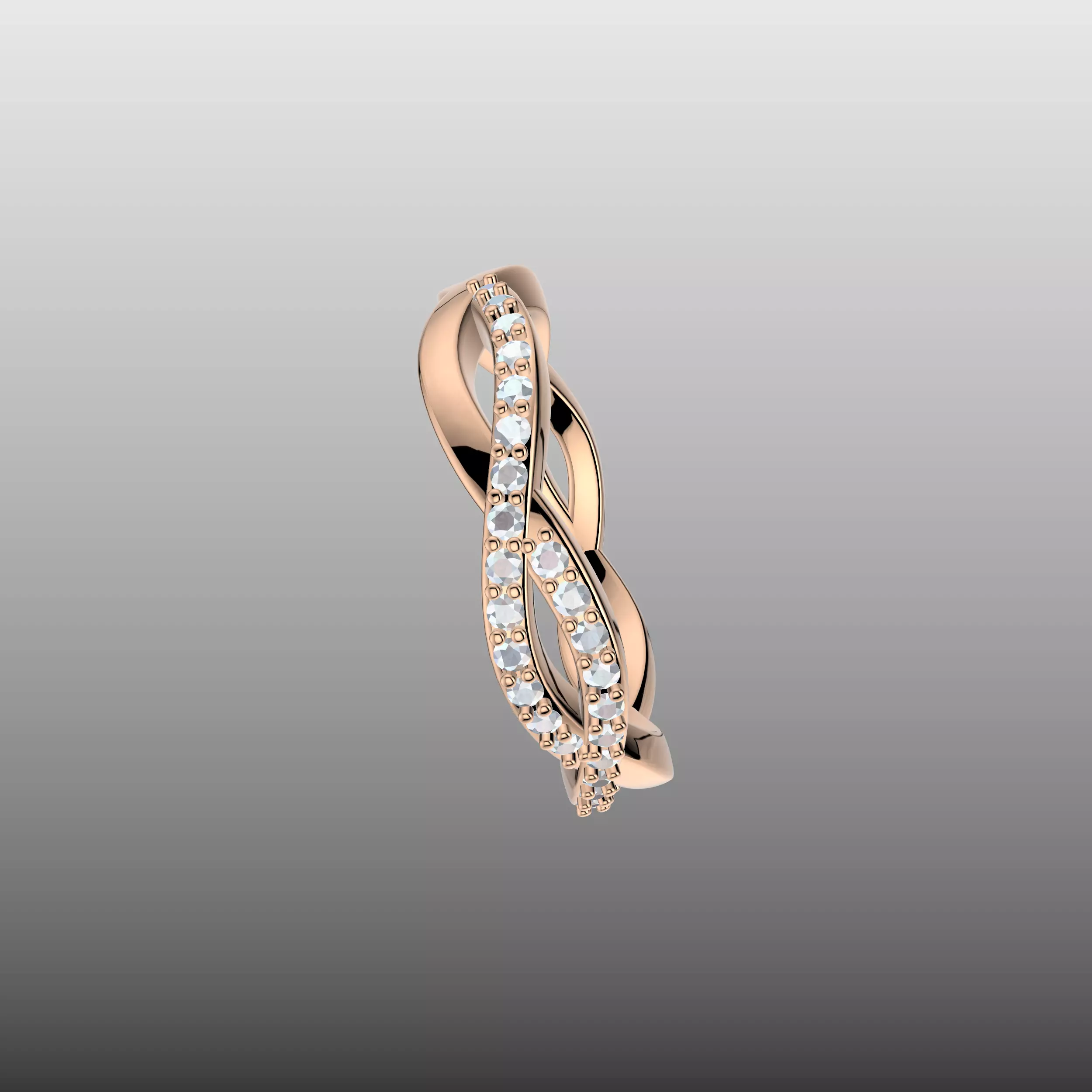 Criss Cross Wave Diamond Ring 3D print model_4