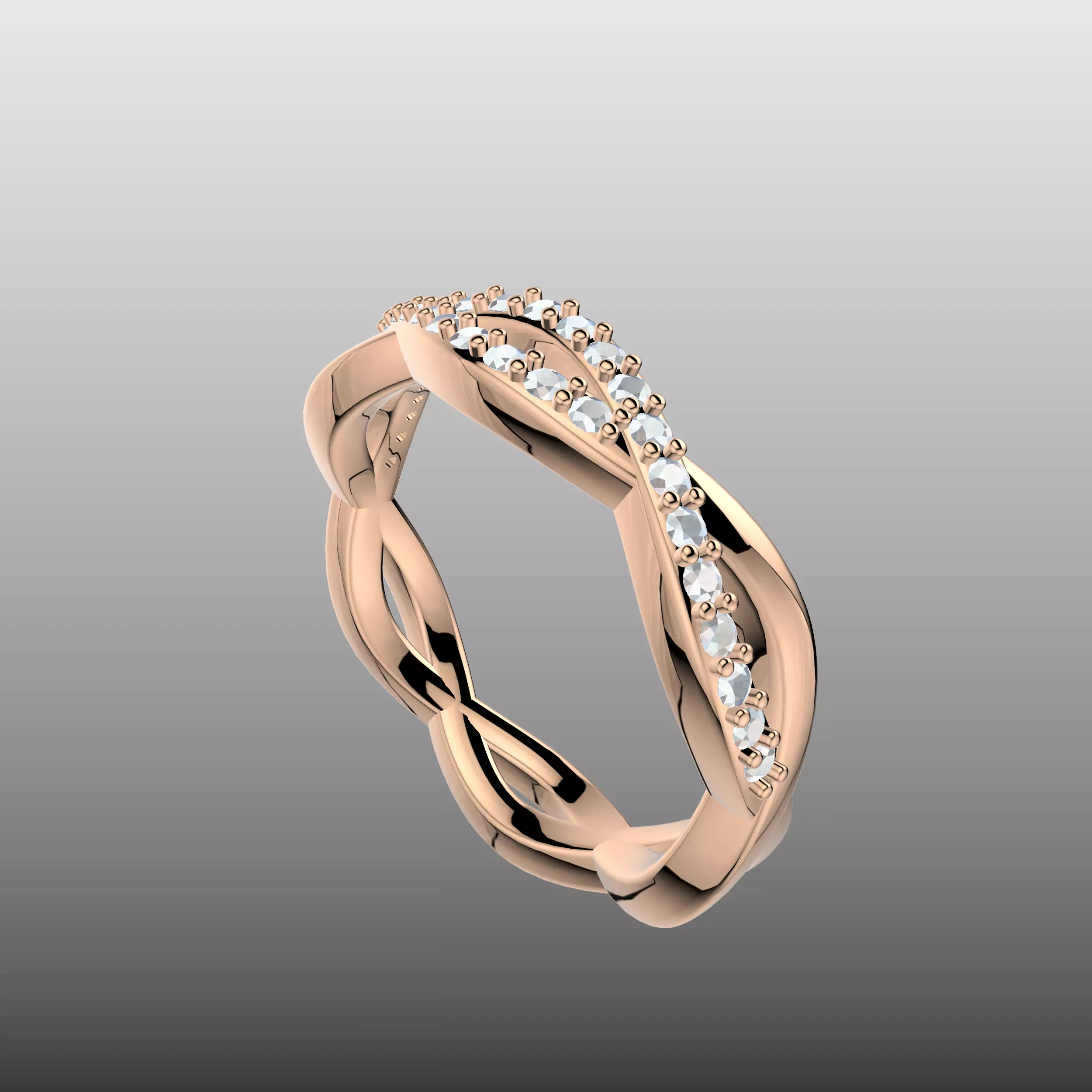Criss Cross Wave Diamond Ring 3D print model_2