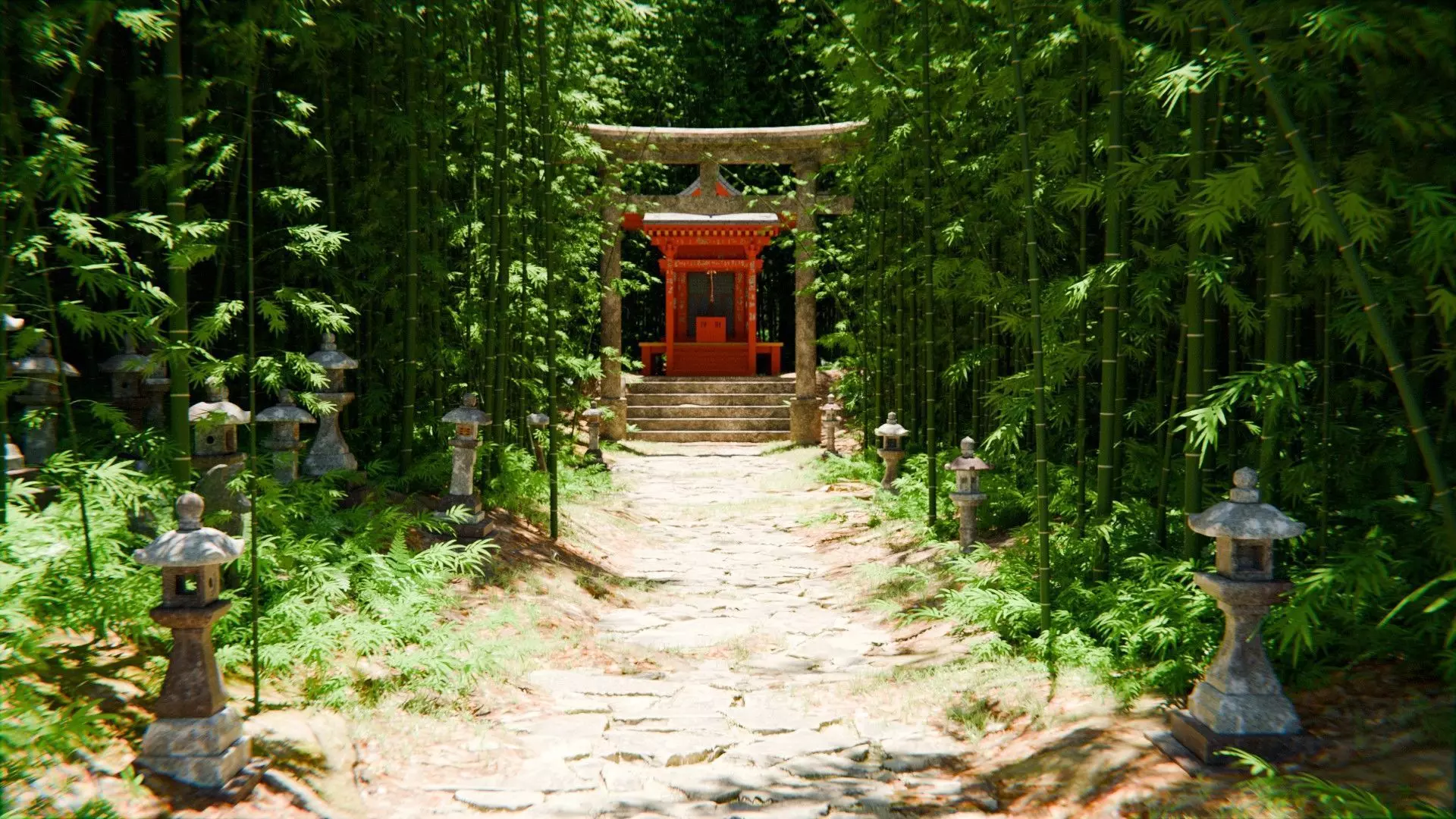 Japanese Bamboo Forest 3d Scene 3D model