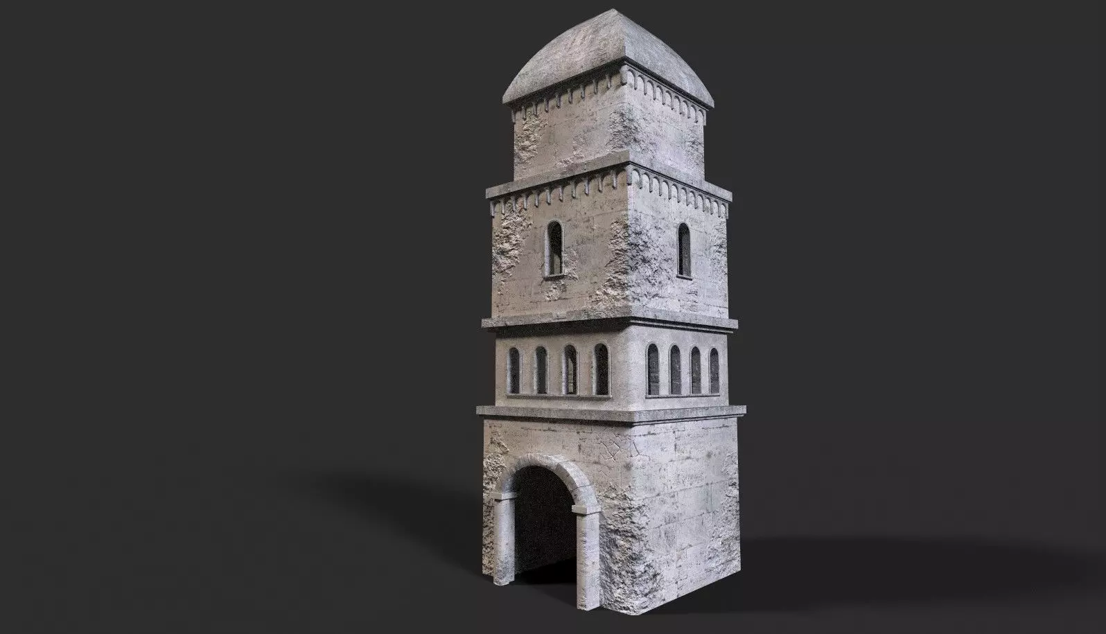 Medieval ruin Low-poly 3D model_0