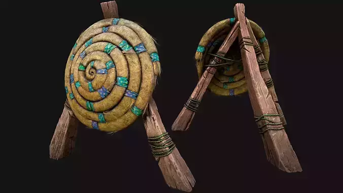 Straw Target Archer Medieval Training Fair Range Barracks Low-poly 3D model