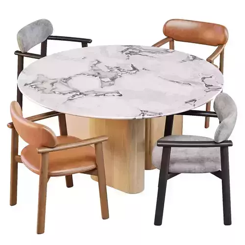 Giulio Marelli OnnO Table and Afra Chairs - Dining Set