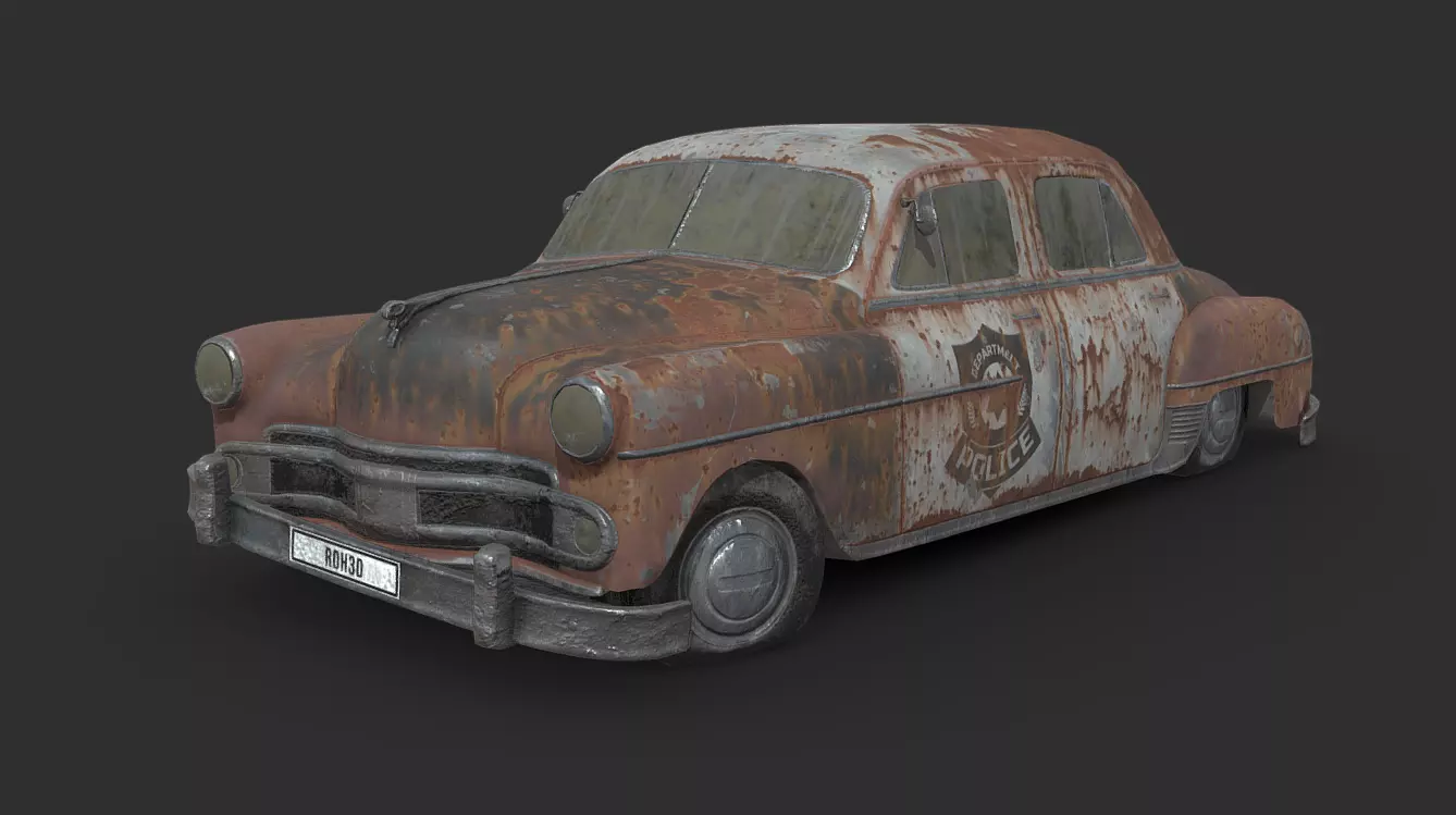 Abandoned Car - Dodge Coronet Police Low-poly 3D model