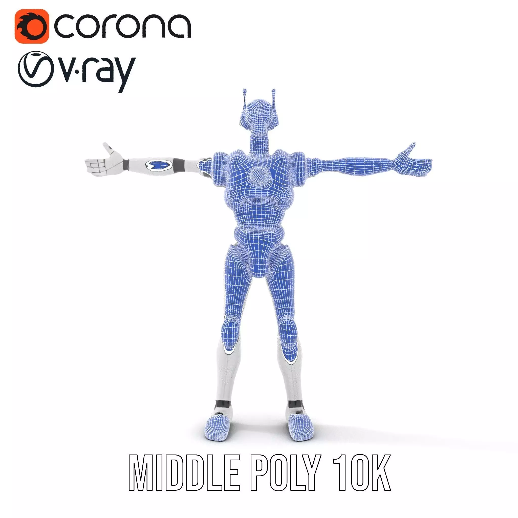 Futuristic Humanoid Robot Model Pack Low-poly 3D model_29