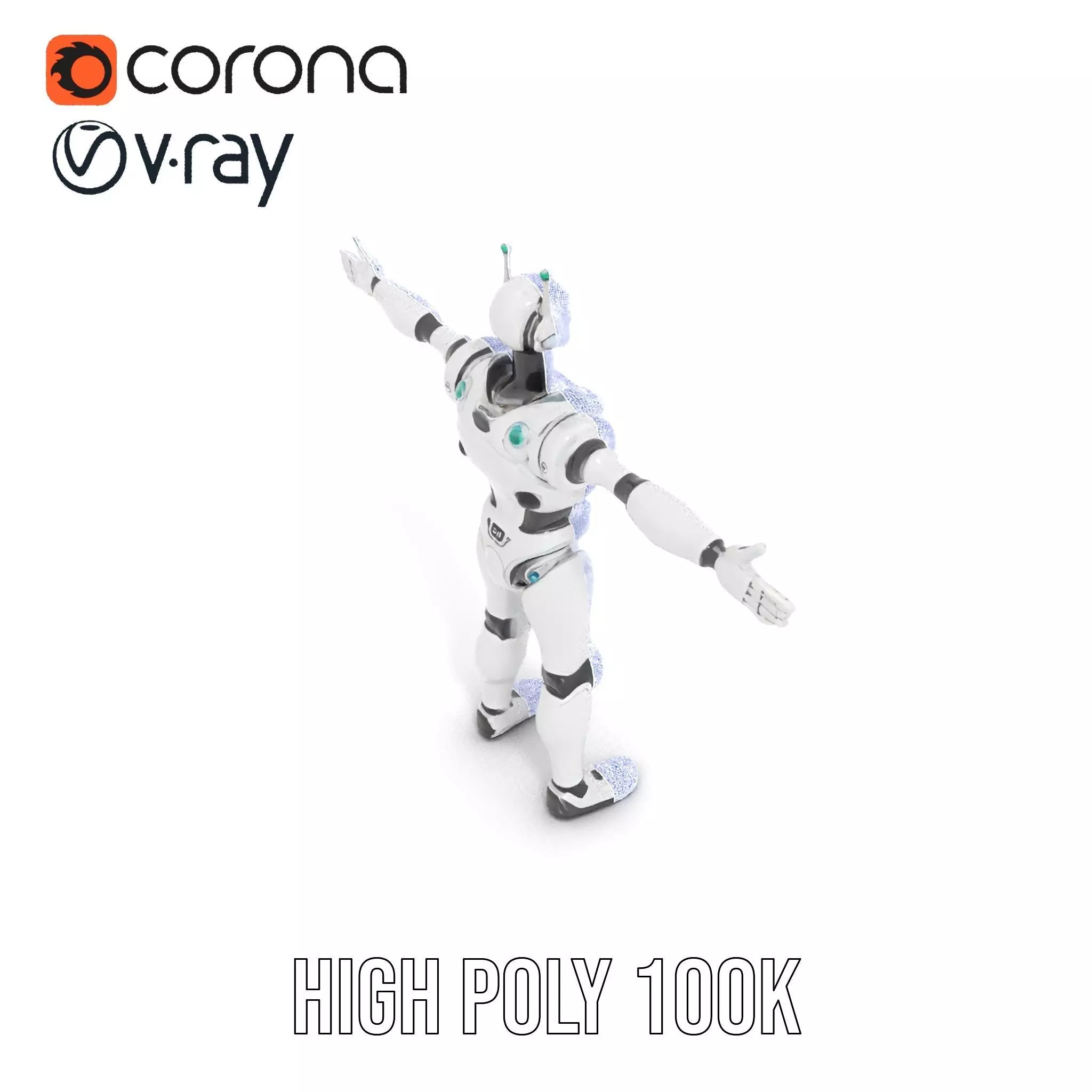 Futuristic Humanoid Robot Model Pack Low-poly 3D model_33