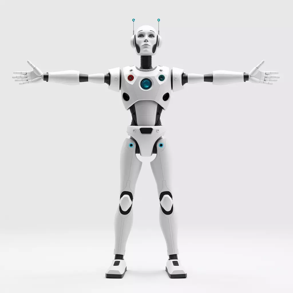 Futuristic Humanoid Robot Model Pack Low-poly 3D model_2