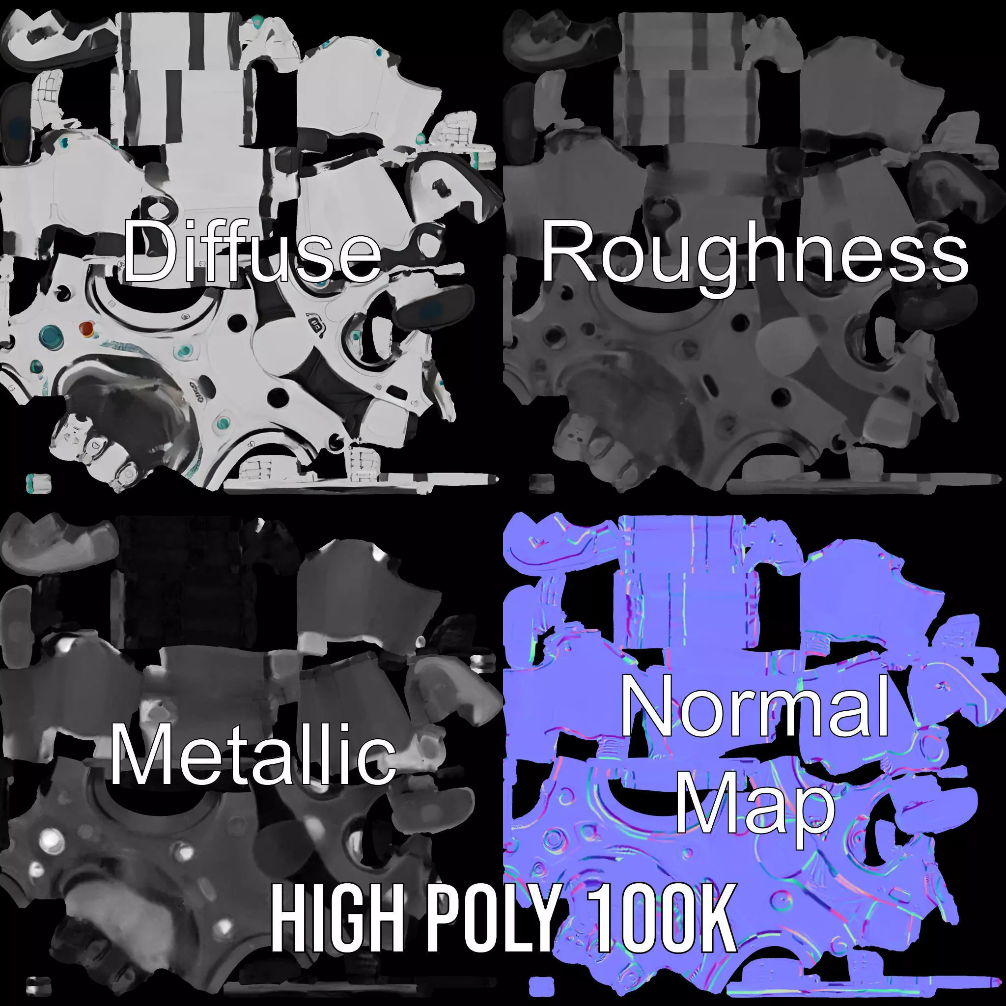 Futuristic Humanoid Robot Model Pack Low-poly 3D model_3