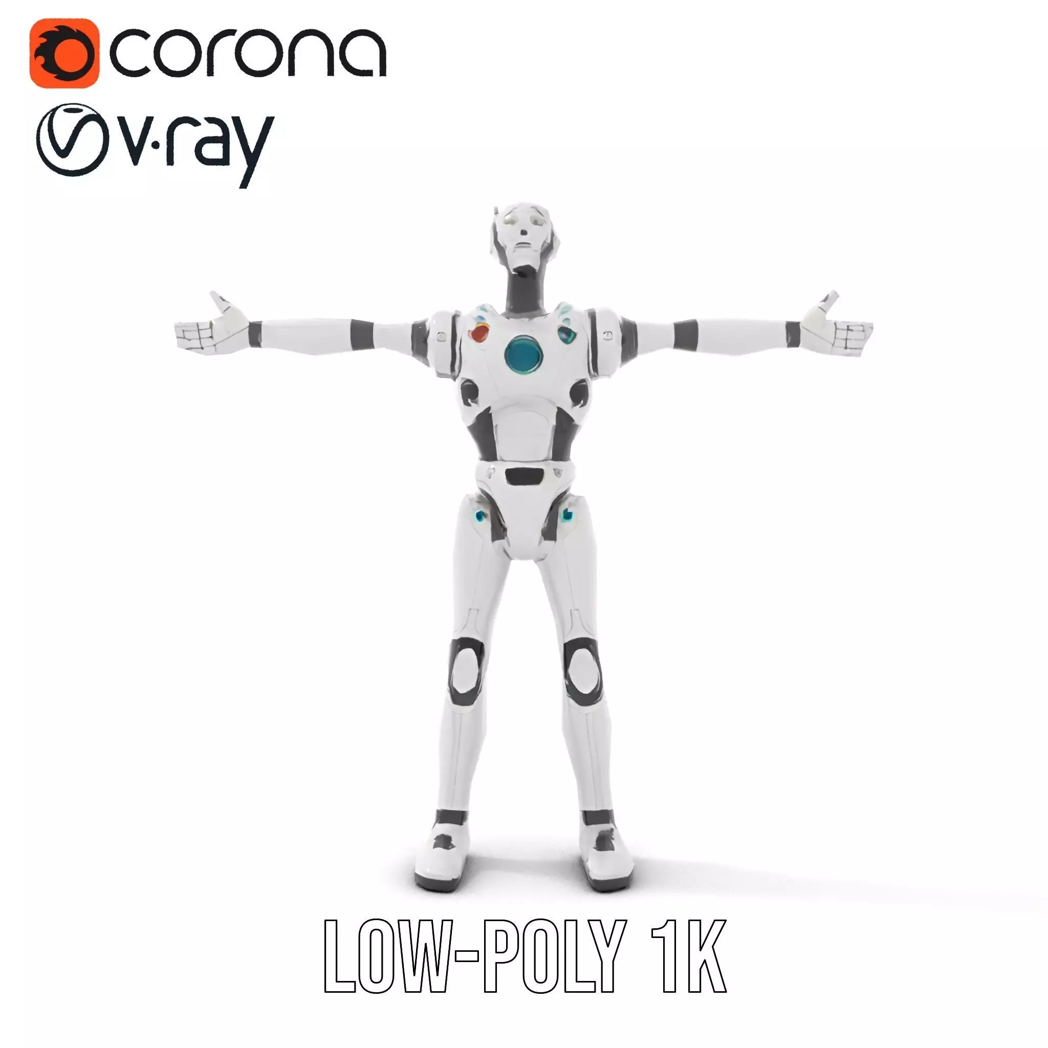 Futuristic Humanoid Robot Model Pack Low-poly 3D model_19