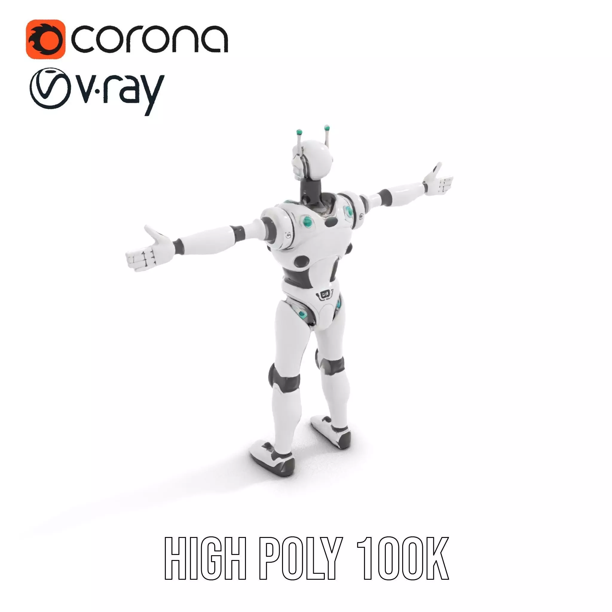 Futuristic Humanoid Robot Model Pack Low-poly 3D model_9