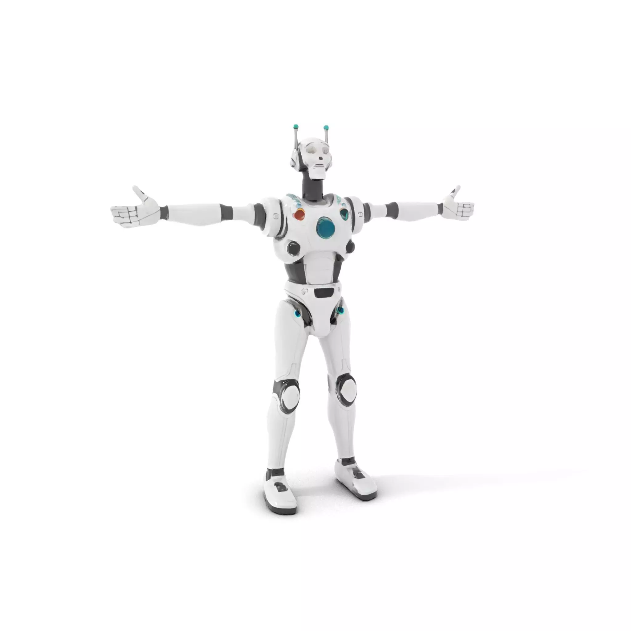Futuristic Humanoid Robot Model Pack Low-poly 3D model_0