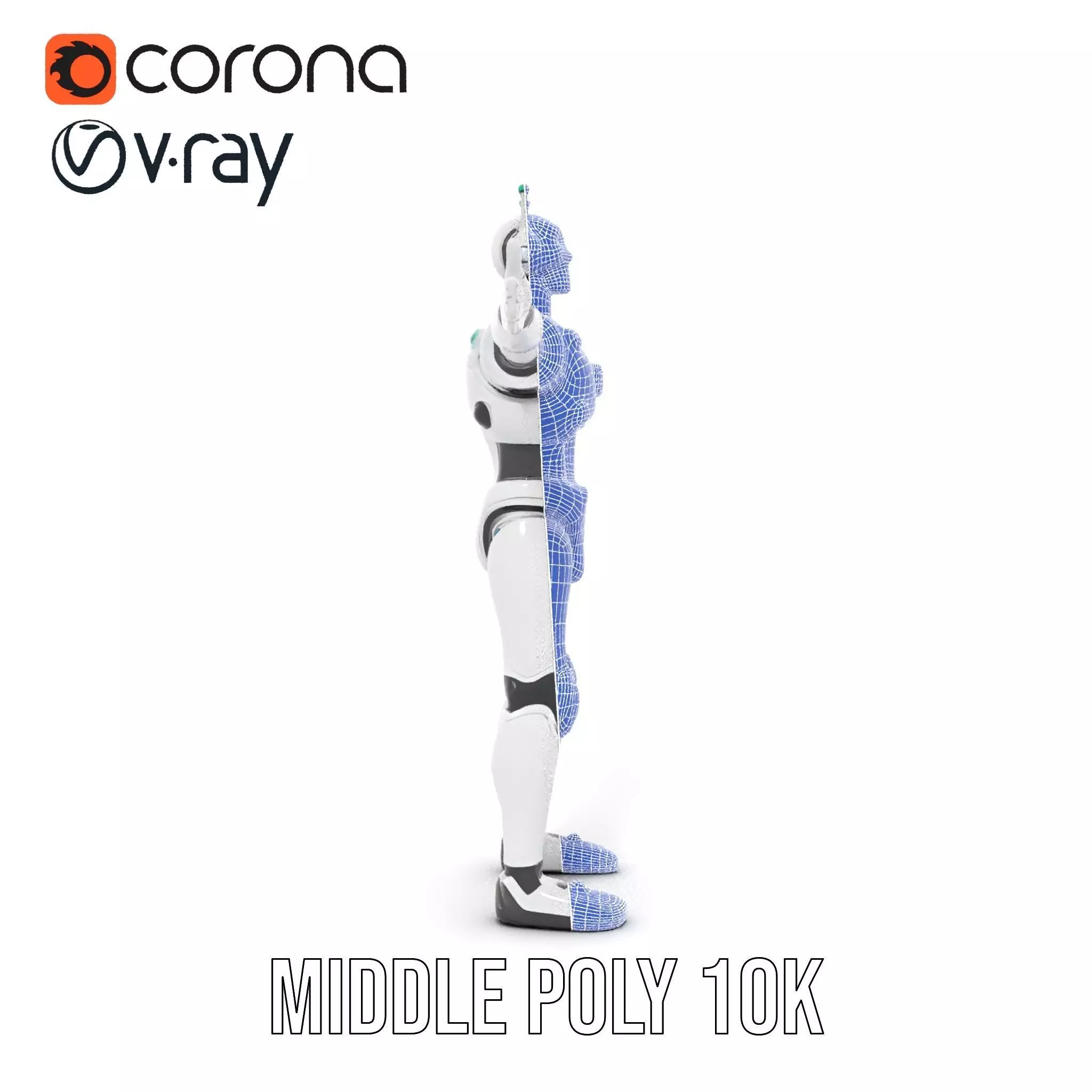 Futuristic Humanoid Robot Model Pack Low-poly 3D model_23